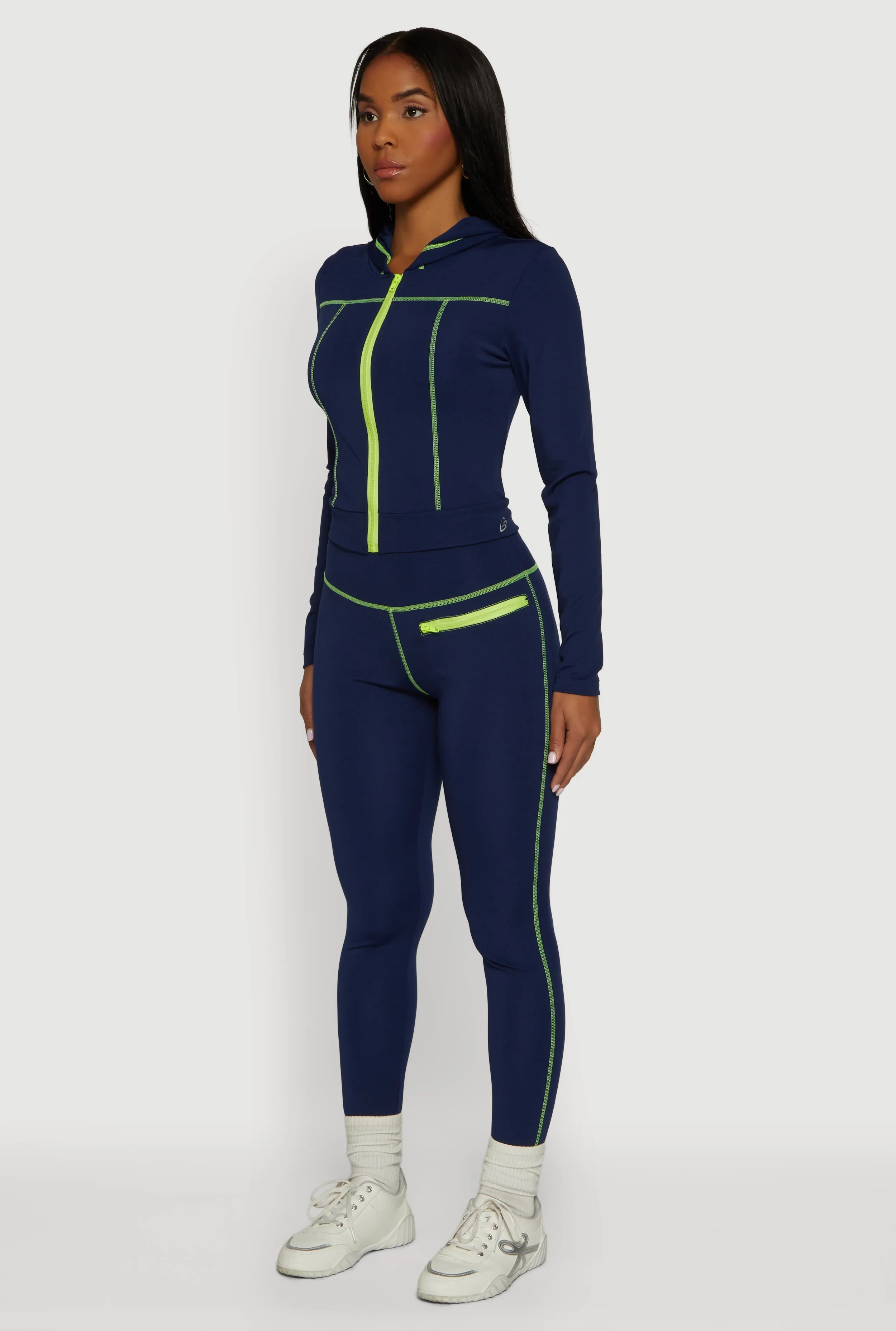 Zip Front Hooded Track Jacket with Decorative Stitching sold by Rainbow product image thumbnail 5