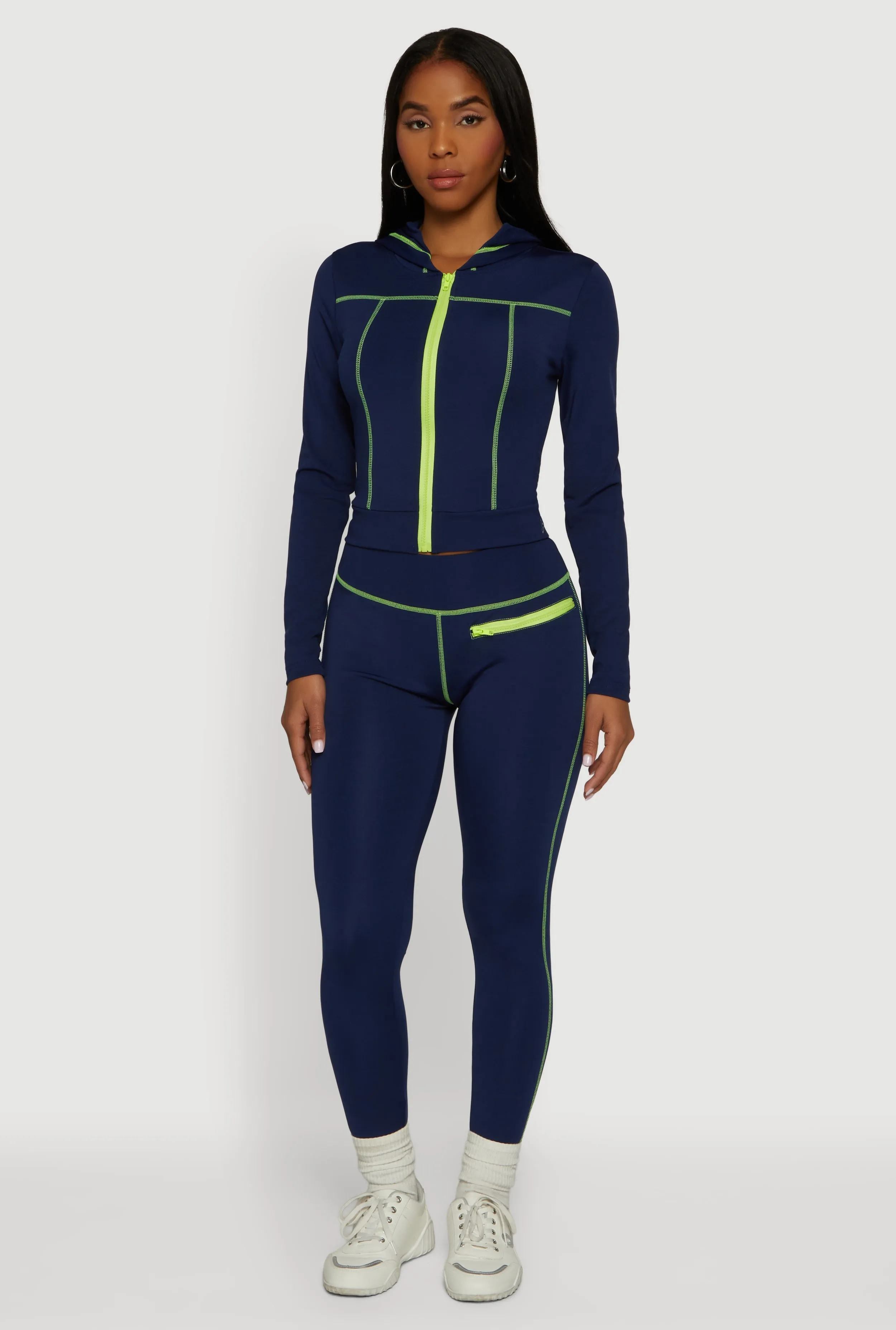 Zip Front Hooded Track Jacket with Decorative Stitching sold by Rainbow product image thumbnail 2