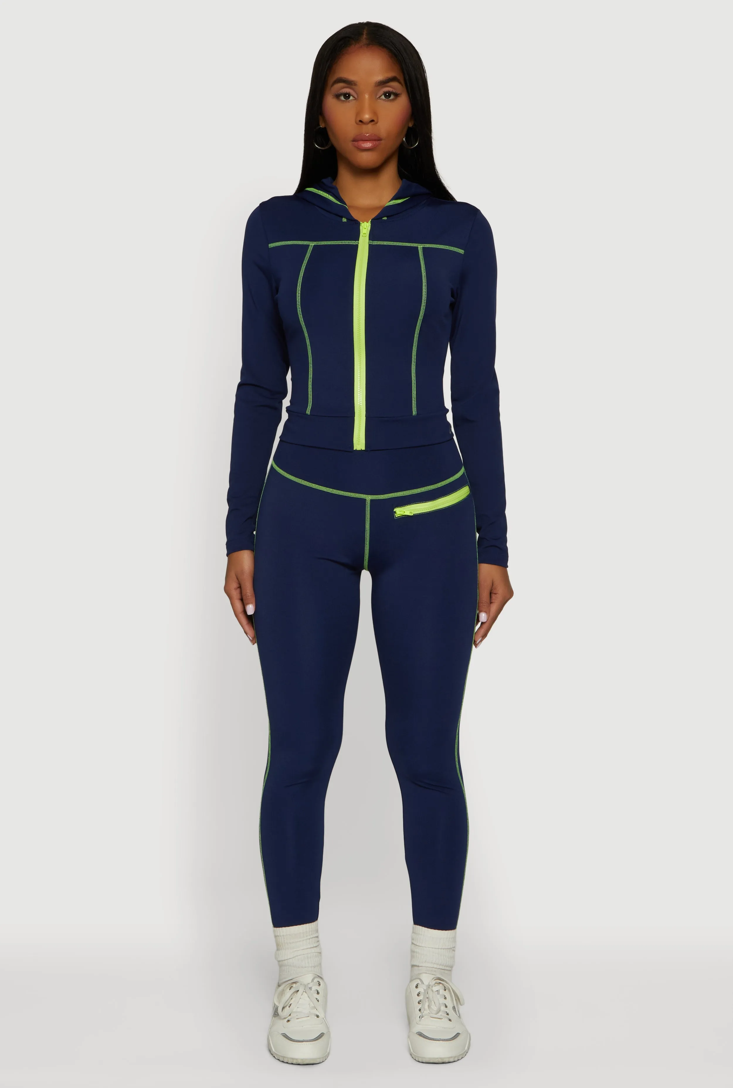 Zip Front Hooded Track Jacket with Decorative Stitching sold by Rainbow product image thumbnail 3