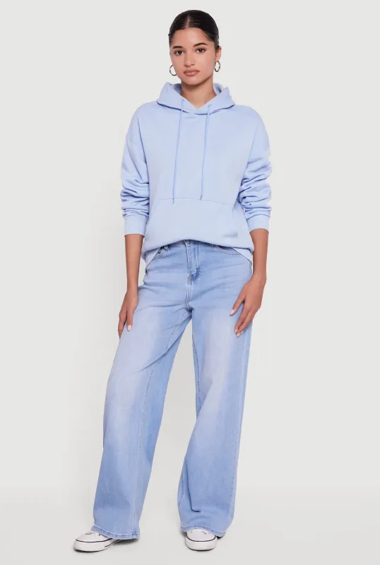 Boxy Kangaroo Pocket Long Sleeve Pullover Hoodie sold by Rainbow