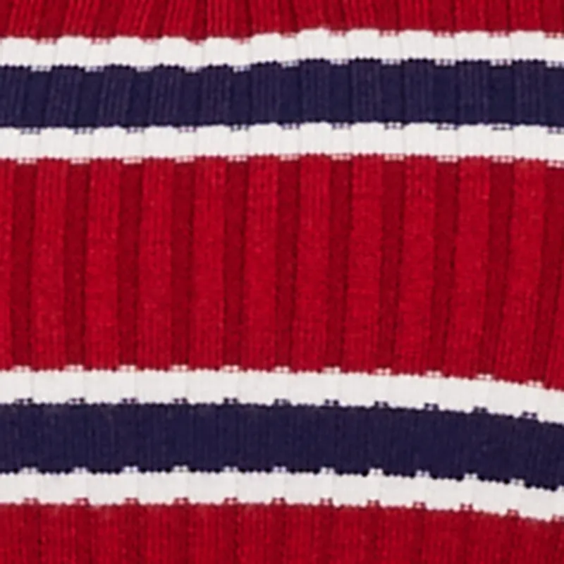 Striped Ribbed Knit Cropped Polo Sweater sold by Rainbow product image thumbnail 4