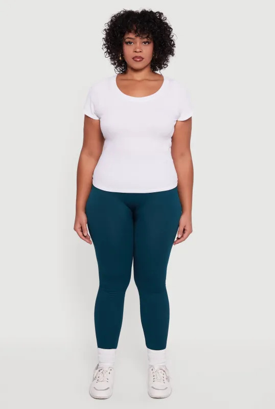 Plus Size High Waisted Seamless Fleece Lined Leggings sold by Rainbow