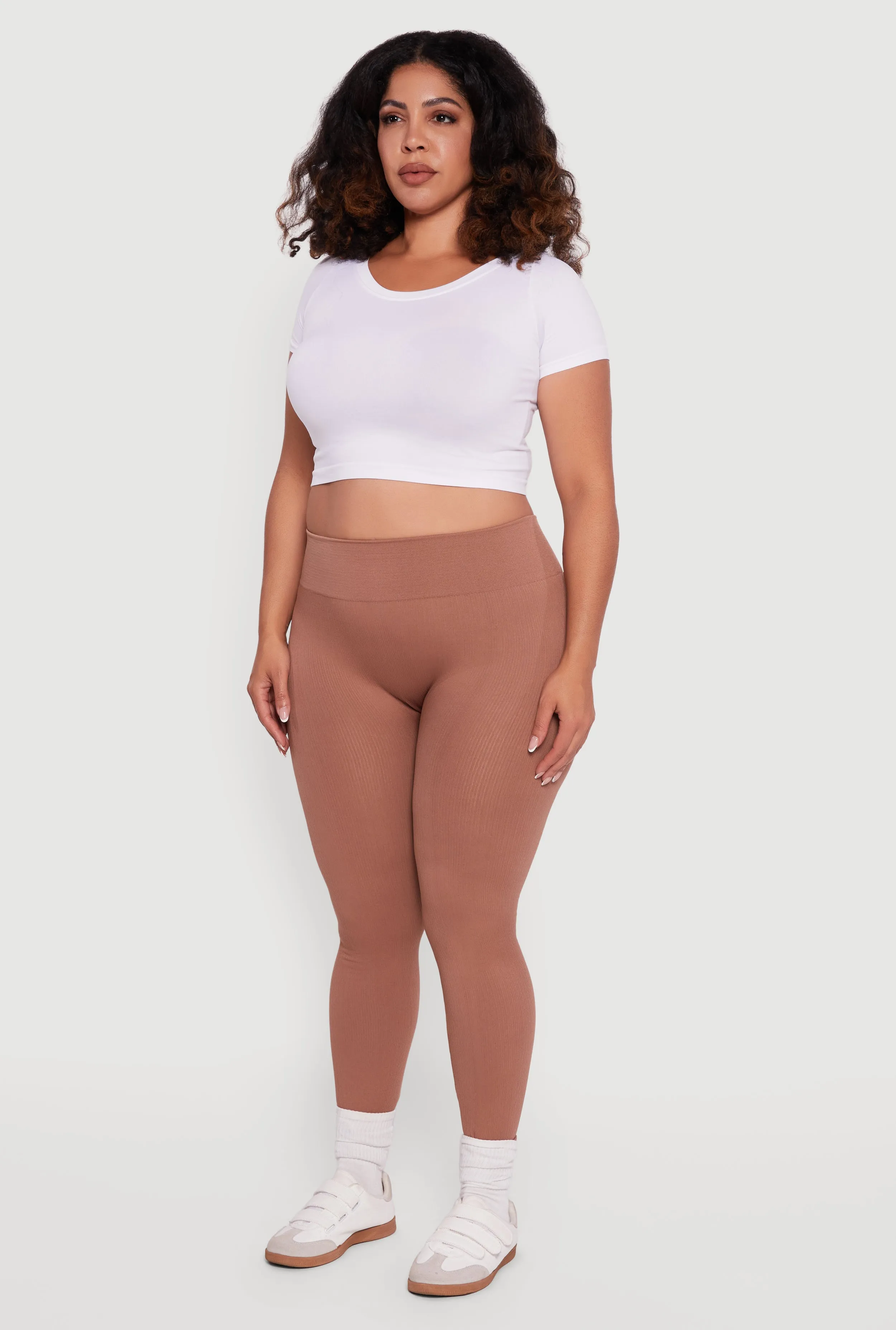 Plus Size High Waisted Seamless Fleece Lined Leggings sold by Rainbow product image thumbnail 3