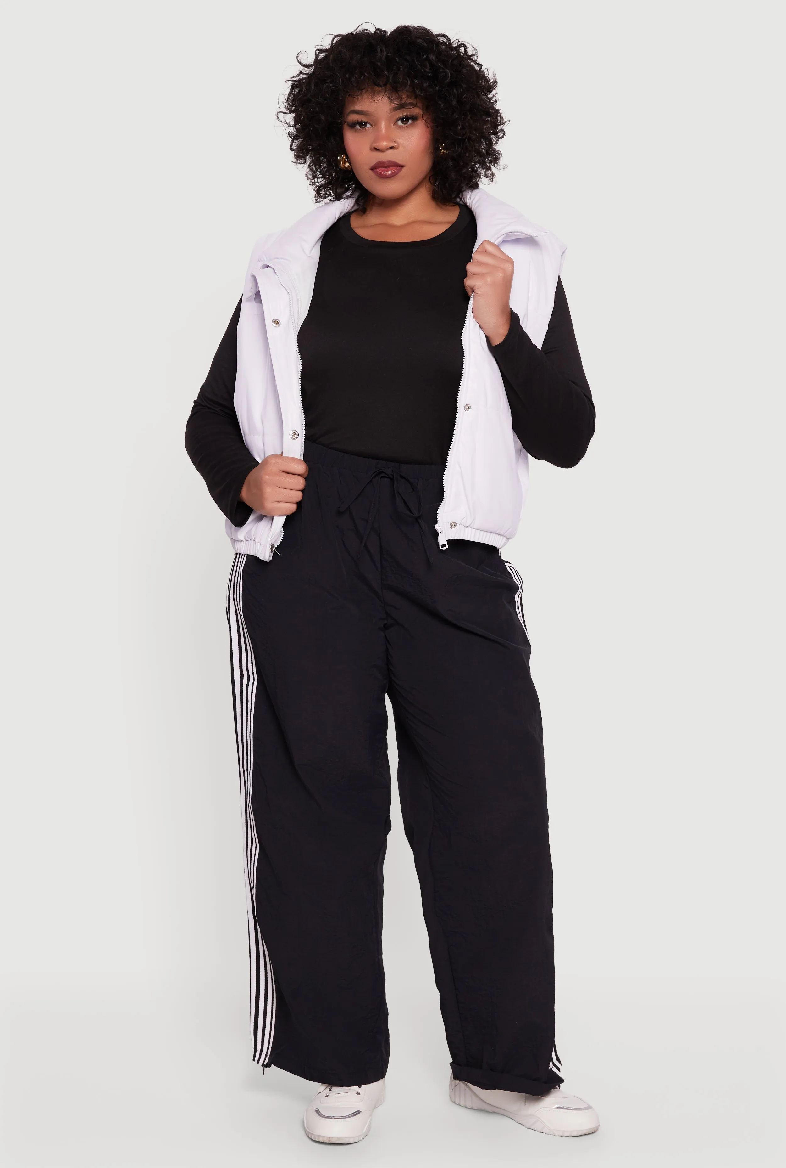 Plus Size Faux Leather Snap Button Zip Front Puffer Vest sold by Rainbow product image thumbnail 4