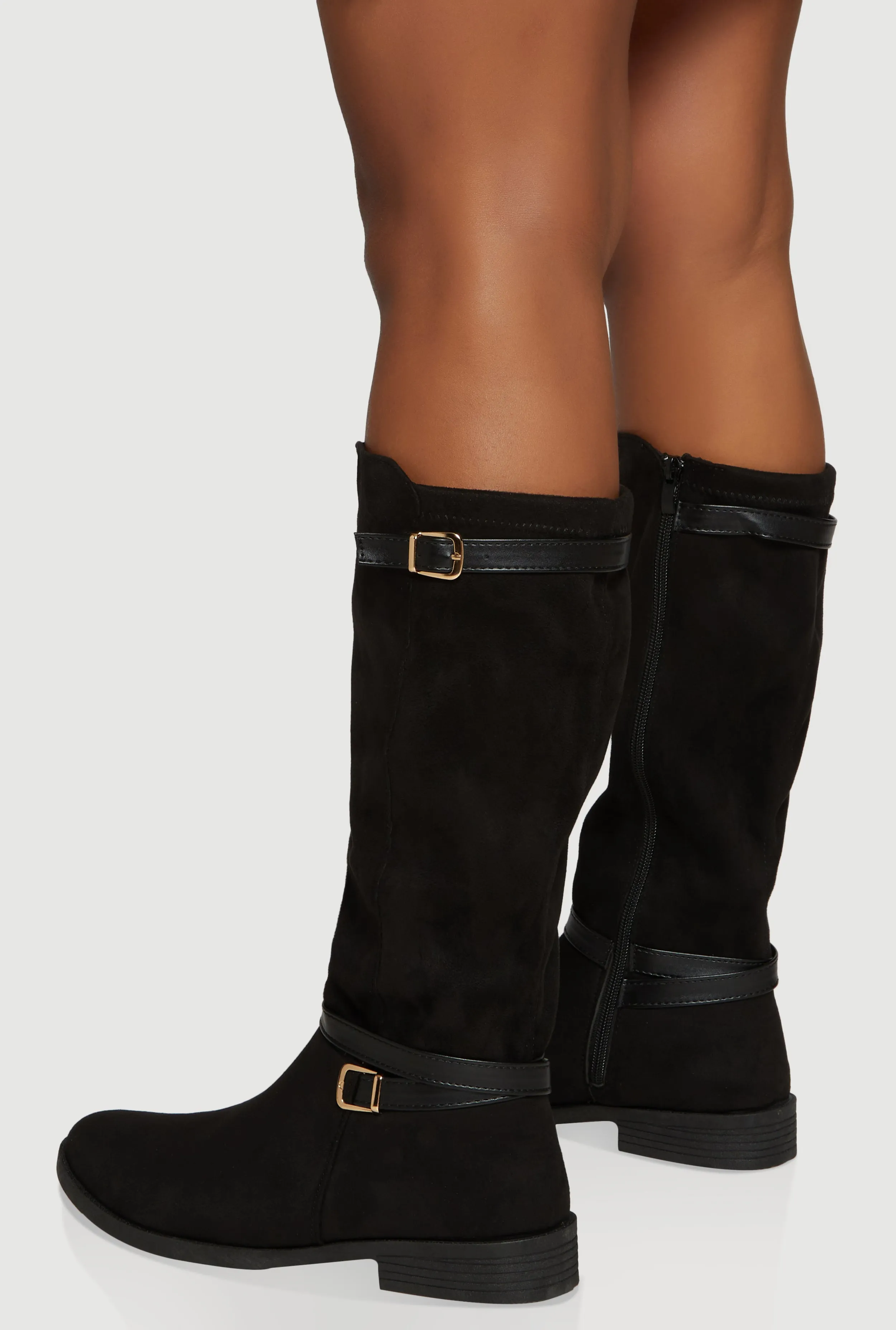 Buckle Strap Detail Elastic Back Almond Toe Boots sold by Rainbow product image thumbnail 3