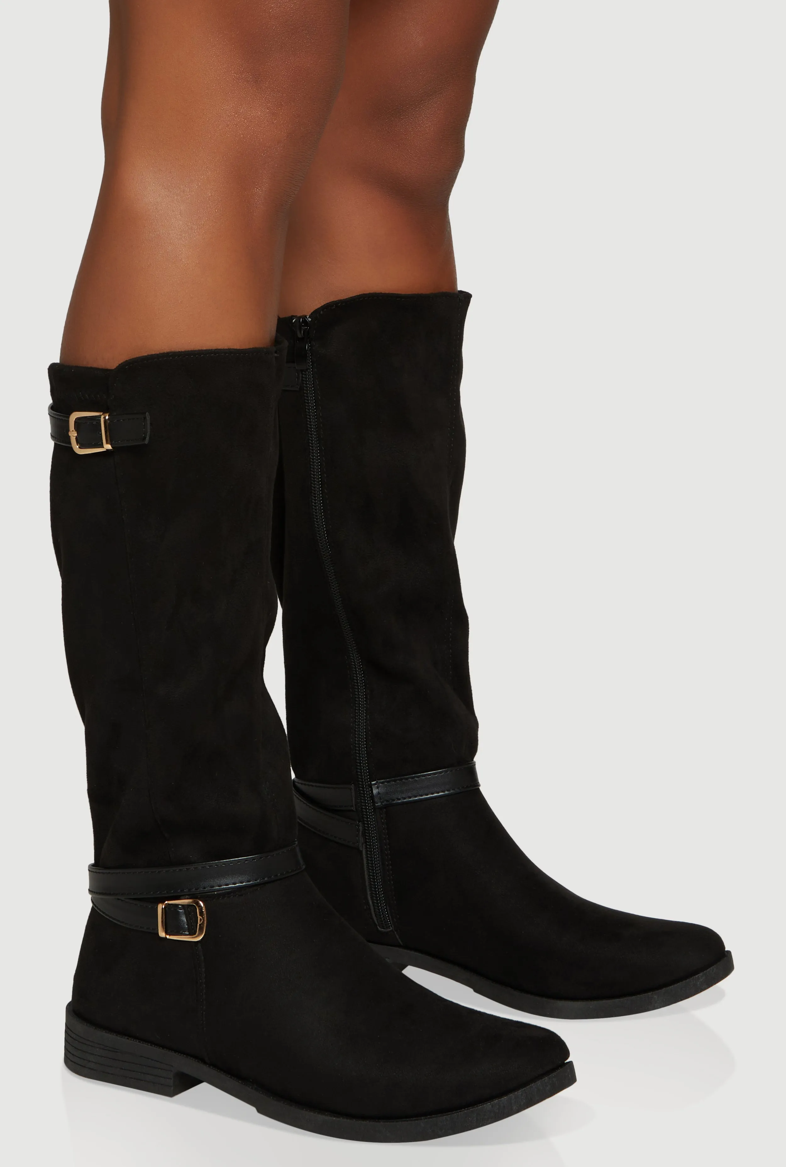 Buckle Strap Detail Elastic Back Almond Toe Boots sold by Rainbow product image thumbnail 2