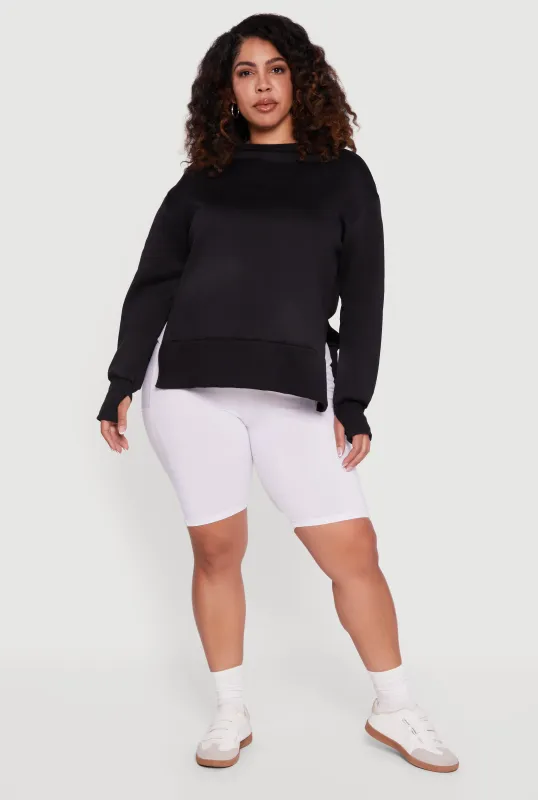 Plus Size Thumb Hole Detail Side Slit Oversized Sweatshirt sold by Rainbow