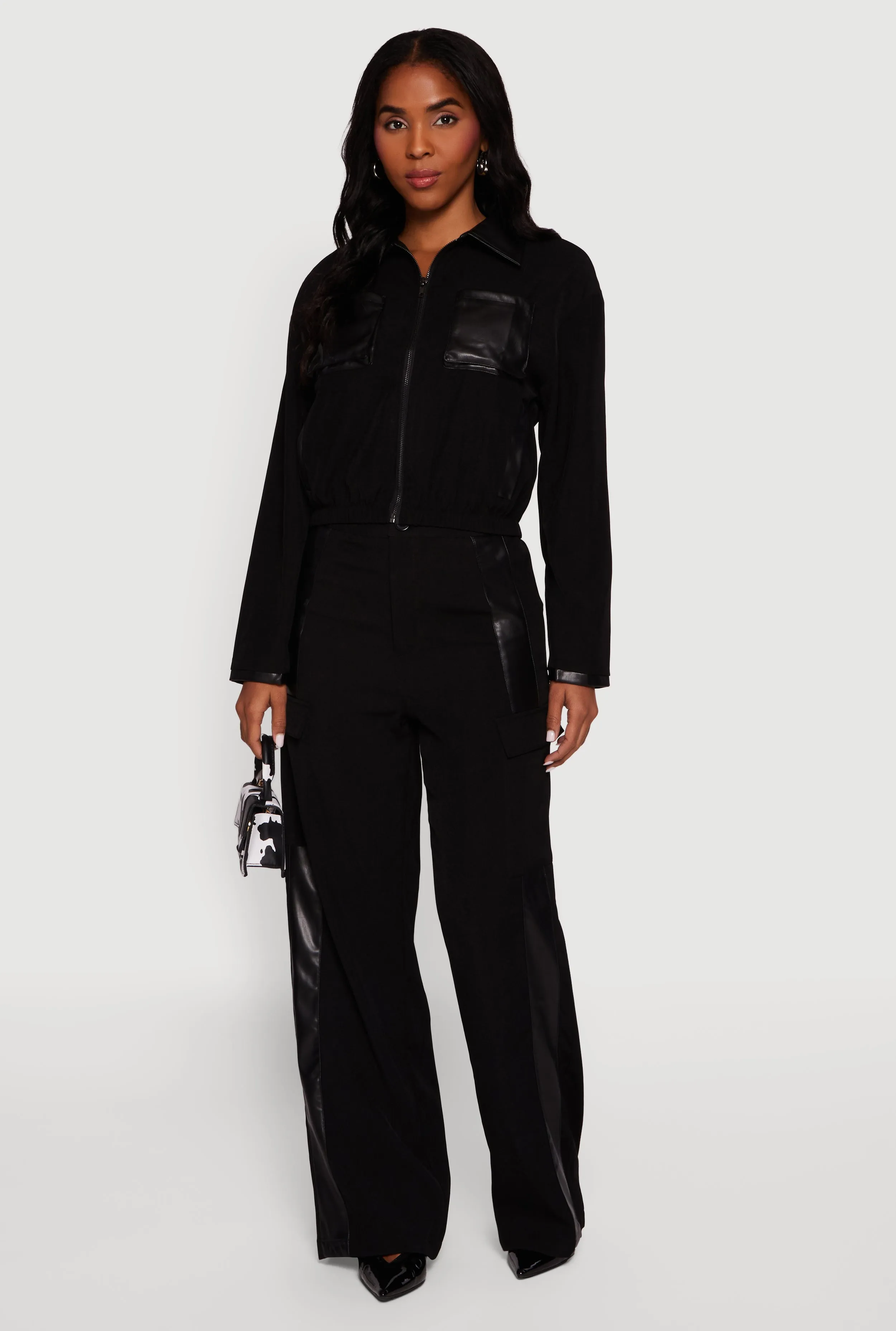 Faux Leather Side Stripe Cargo Dress Pants sold by Rainbow product image thumbnail 2