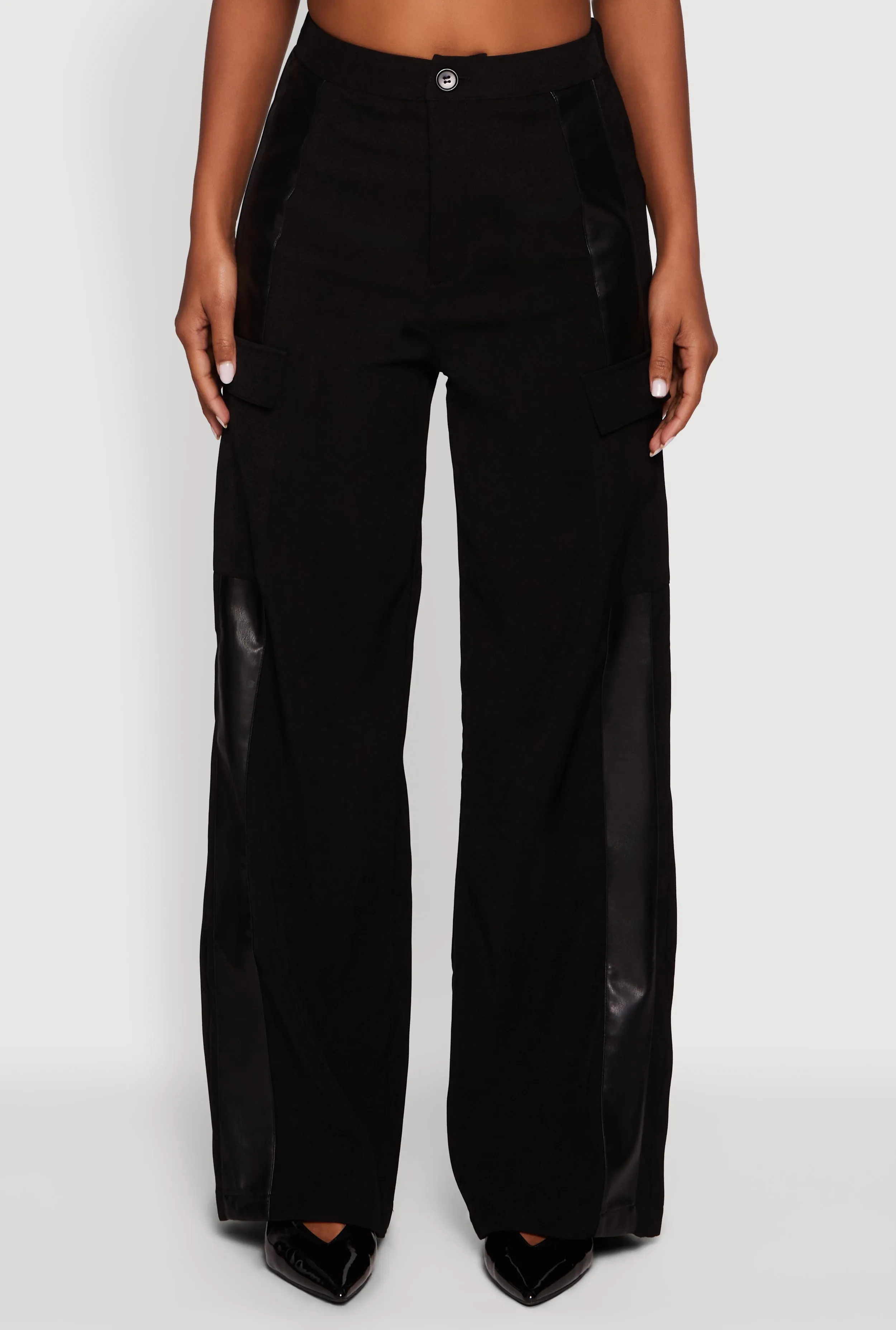 Faux Leather Side Stripe Cargo Dress Pants sold by Rainbow product image thumbnail 3