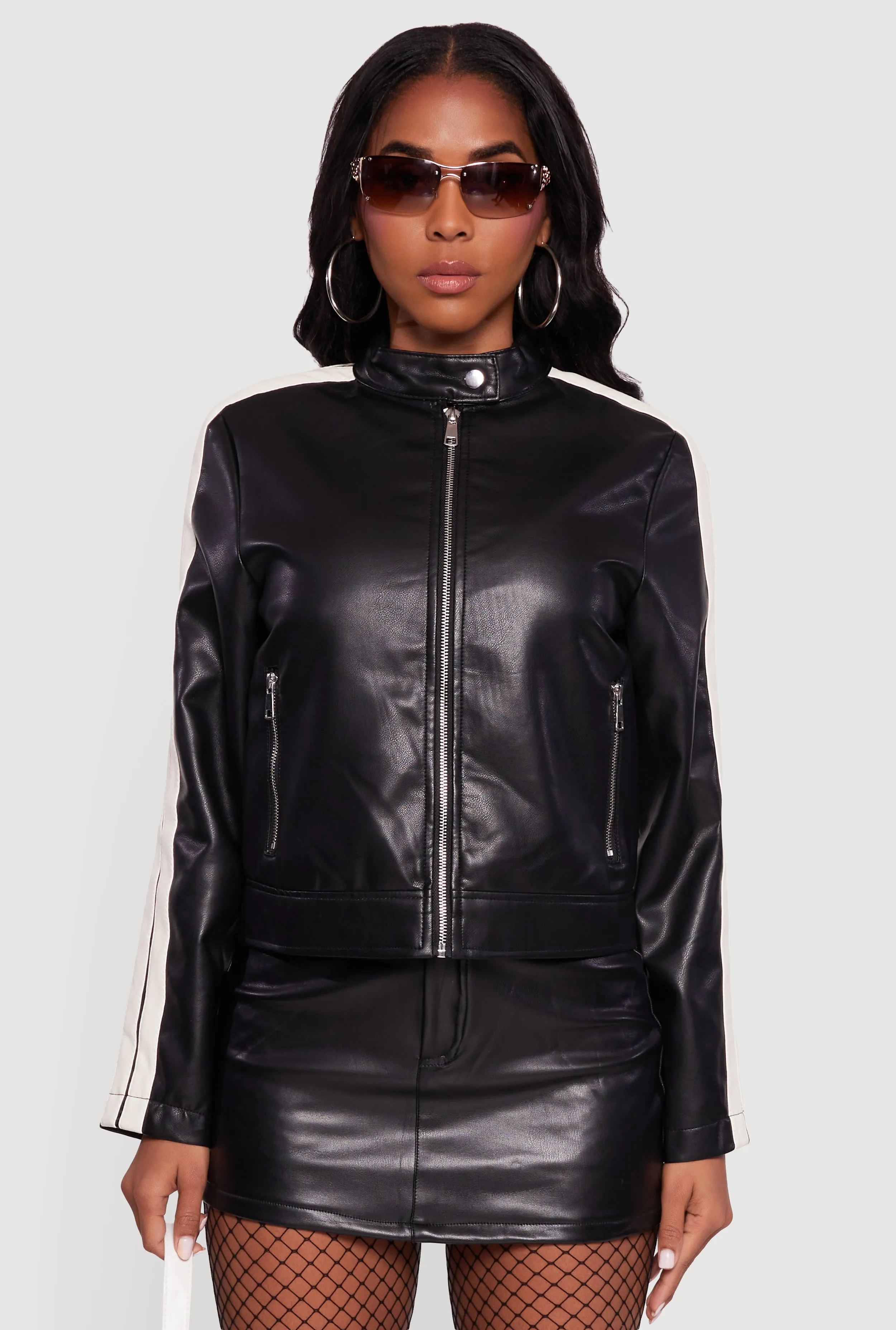 Stripe Detail Zip Front Moto Jacket sold by Rainbow product image thumbnail 2