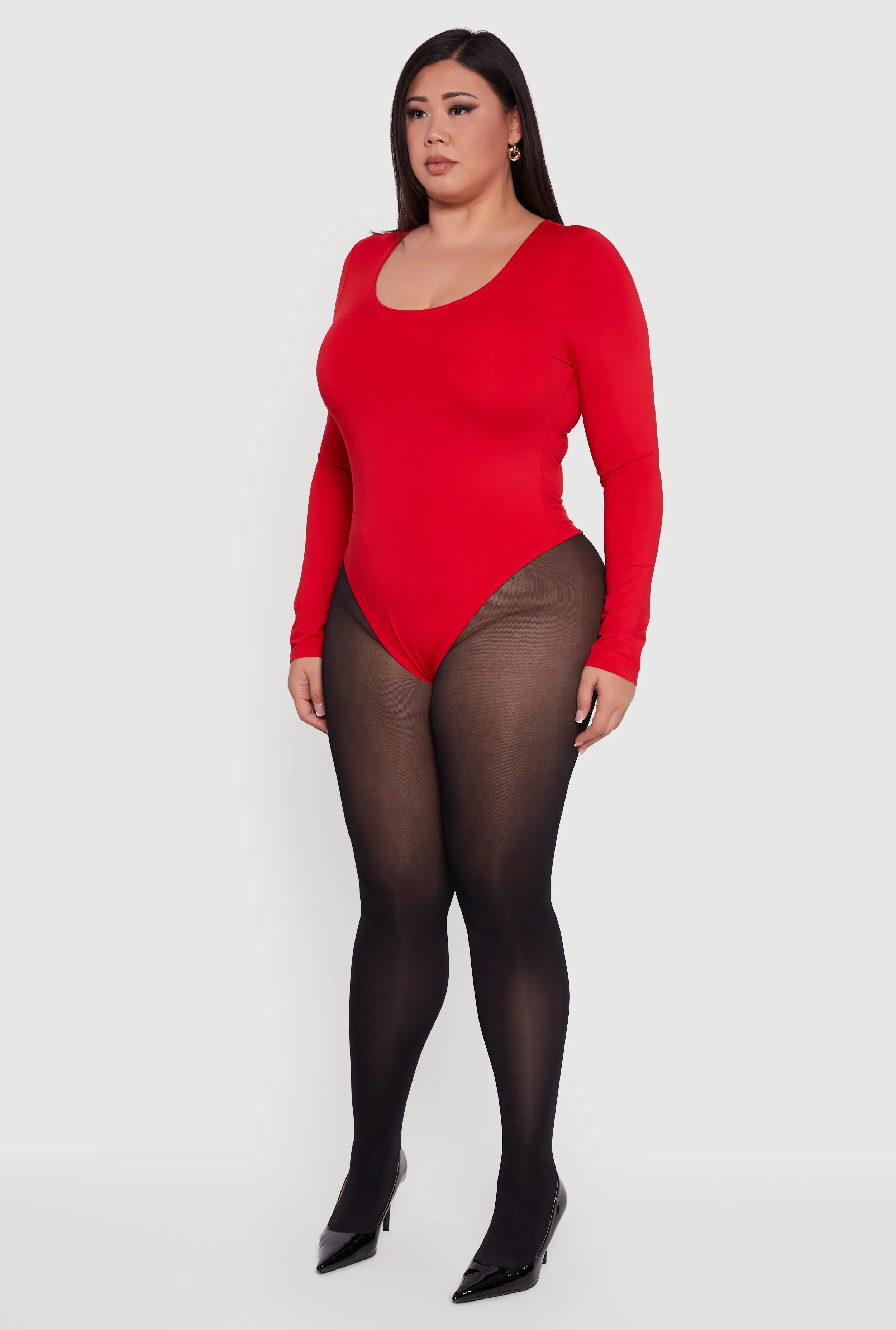 Plus Size Long Sleeve Scoop Neck Bodysuit sold by Rainbow product image thumbnail 5