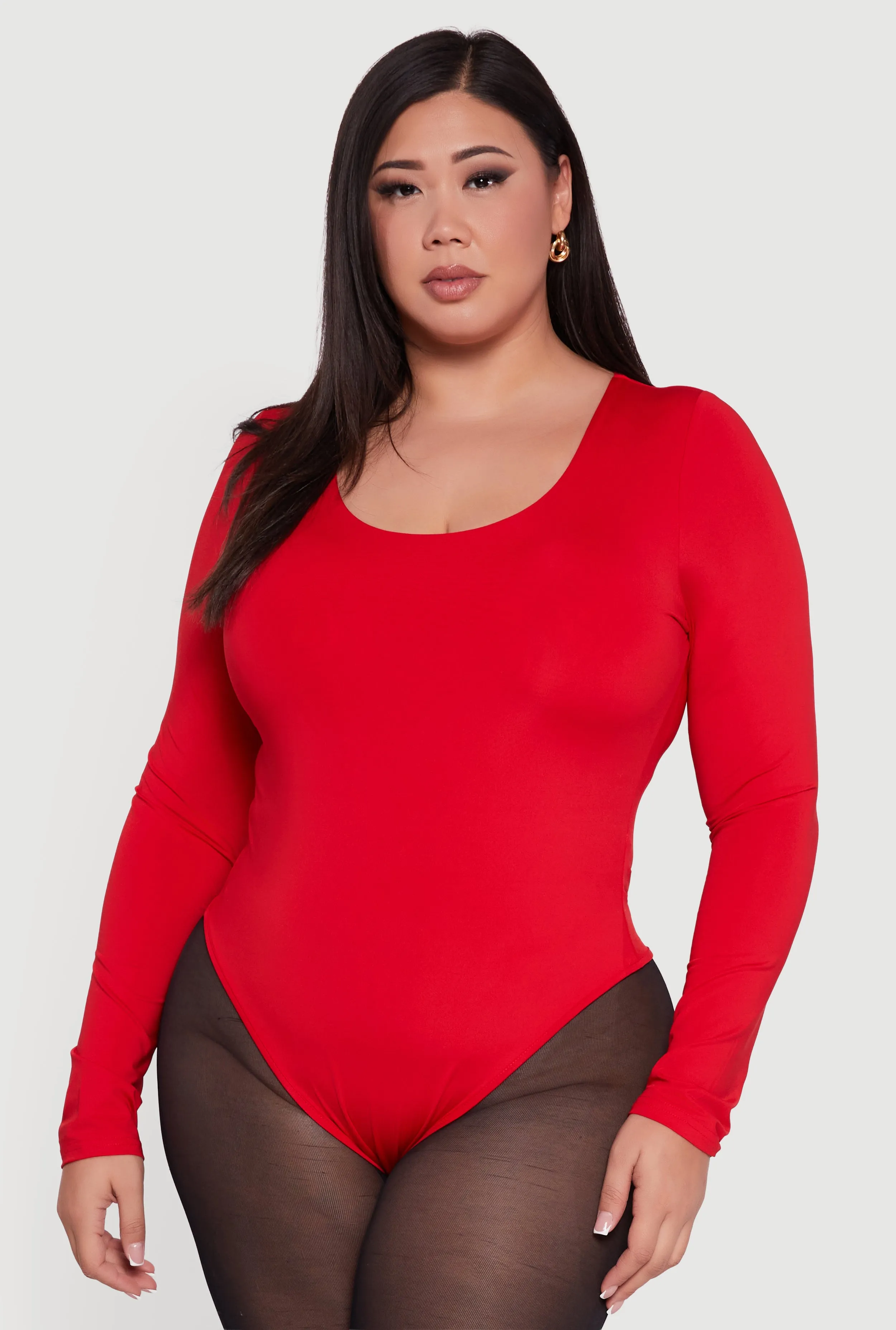 Plus Size Long Sleeve Scoop Neck Bodysuit sold by Rainbow product image thumbnail 2