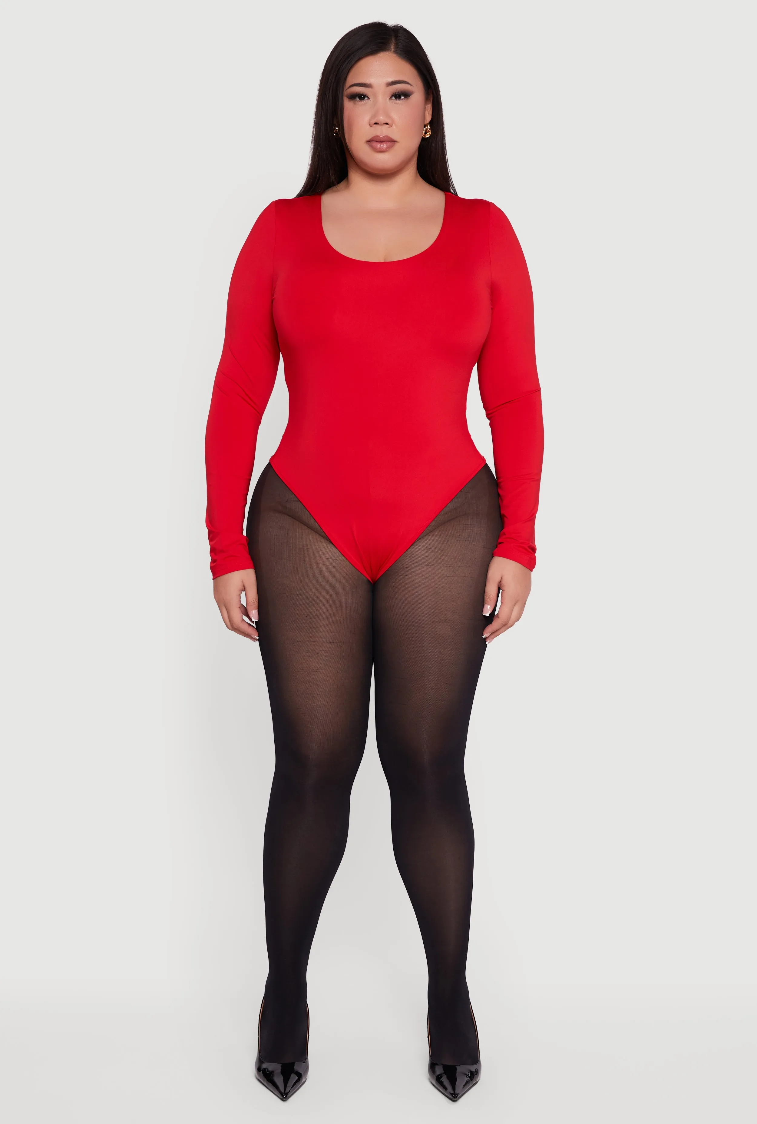 Plus Size Long Sleeve Scoop Neck Bodysuit sold by Rainbow product image thumbnail 3
