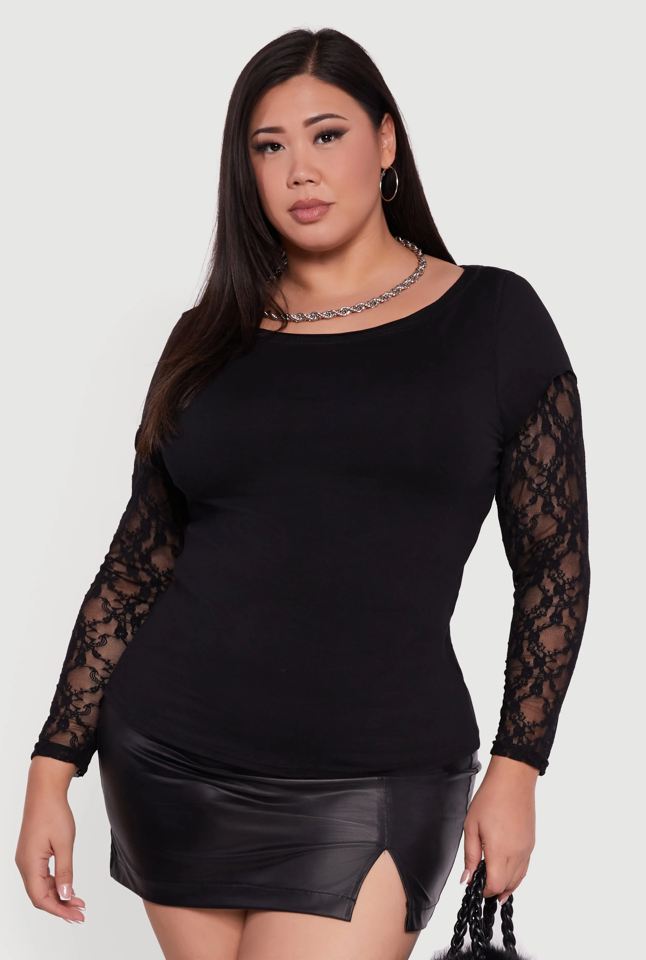 Plus Size Lace Long Sleeve Top sold by Rainbow product image thumbnail 2