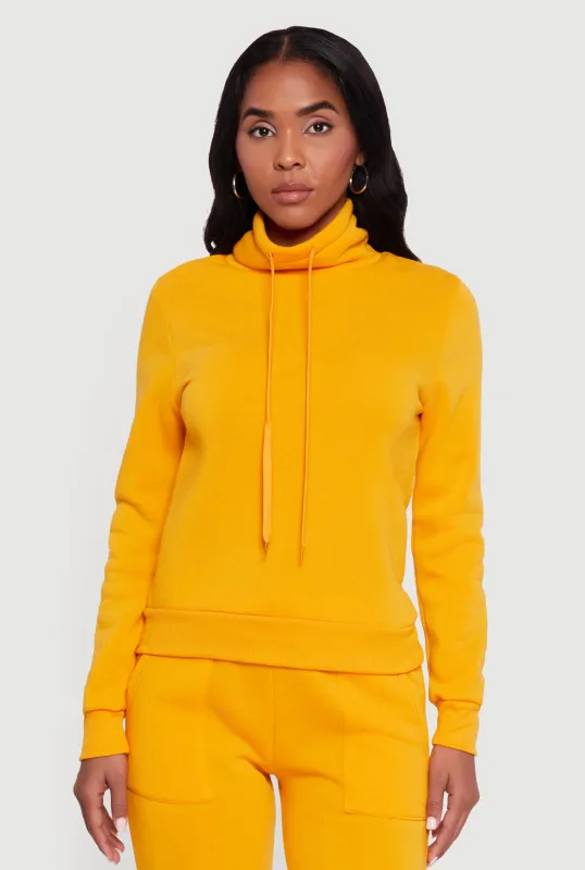 Drawstring Funnel Neck Pullover Sweatshirt sold by Rainbow