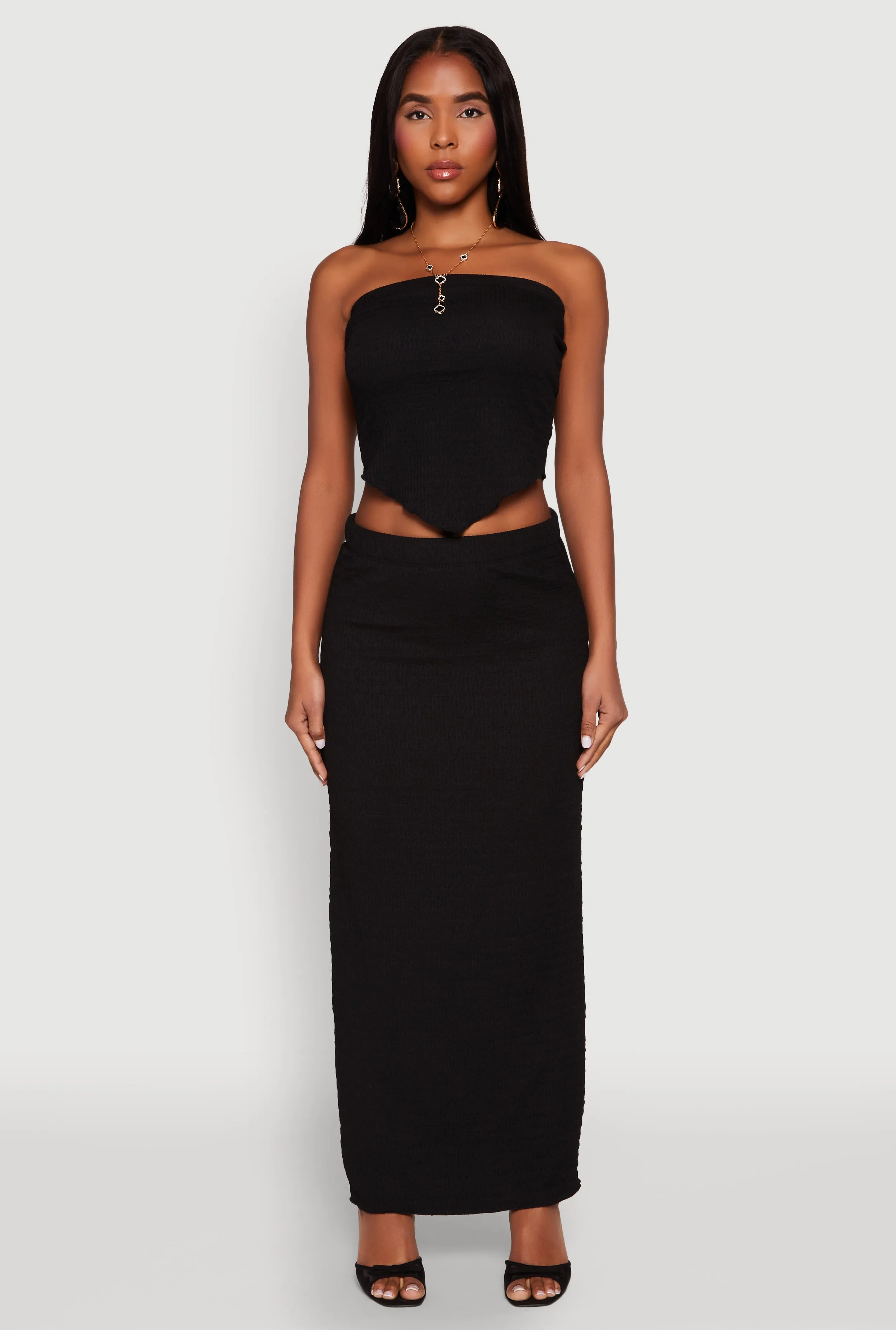 Serena Textured Knit High Waist Maxi Skirt sold by Rainbow