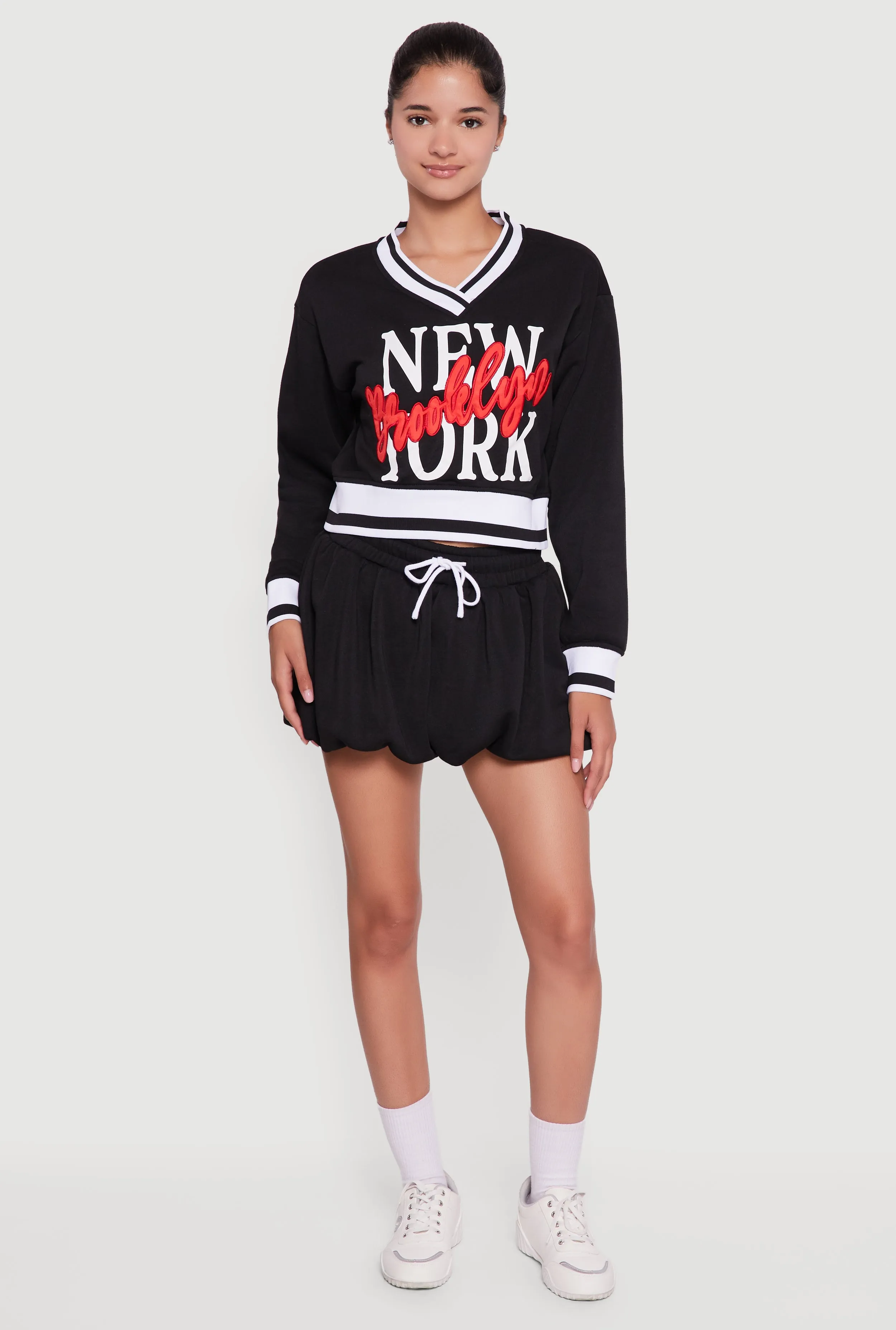 Fleece Lined Drawstring Waist Bubble Skort sold by Rainbow product image thumbnail 2