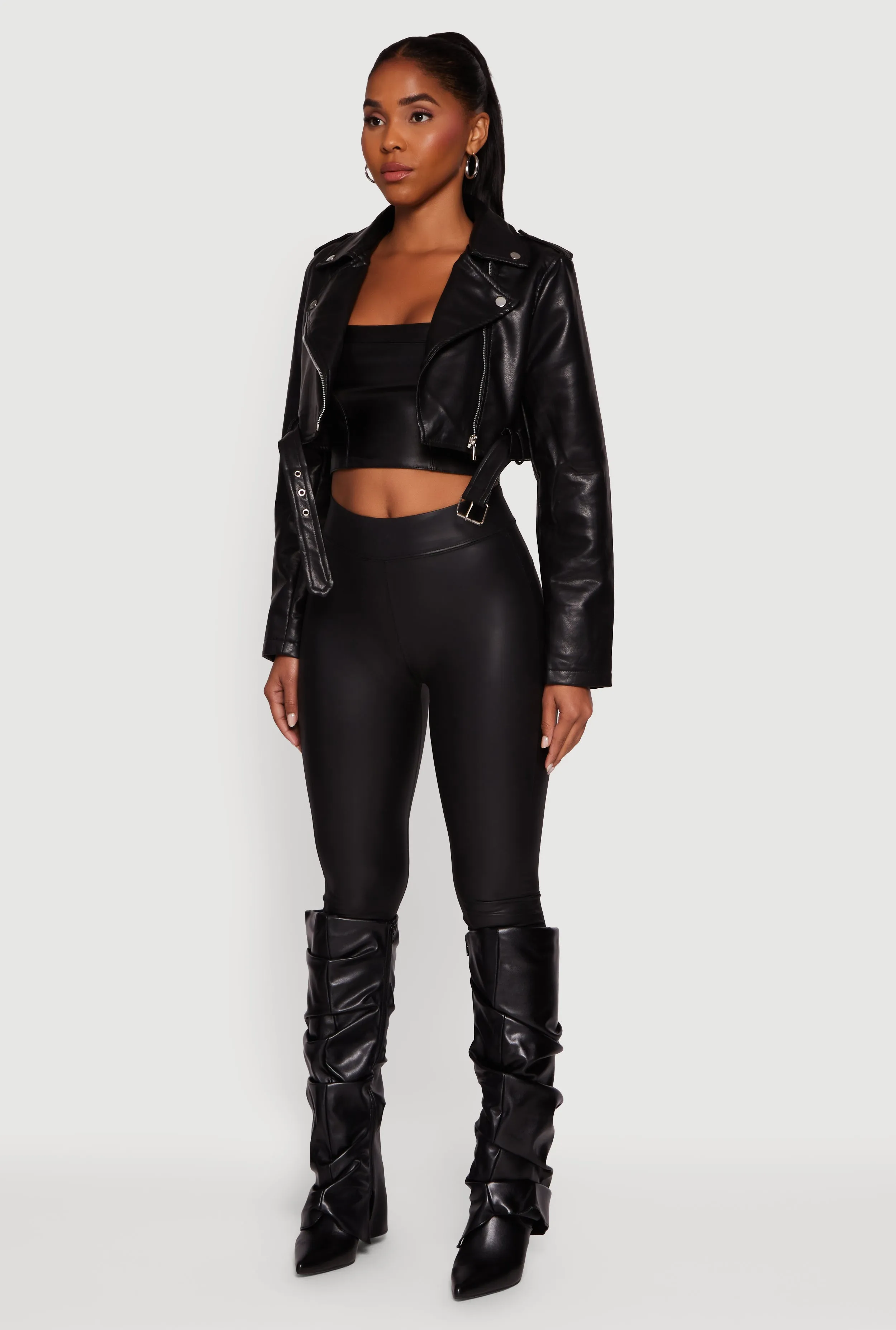 Siena Faux Leather Cropped Moto Jacket sold by Rainbow product image thumbnail 5