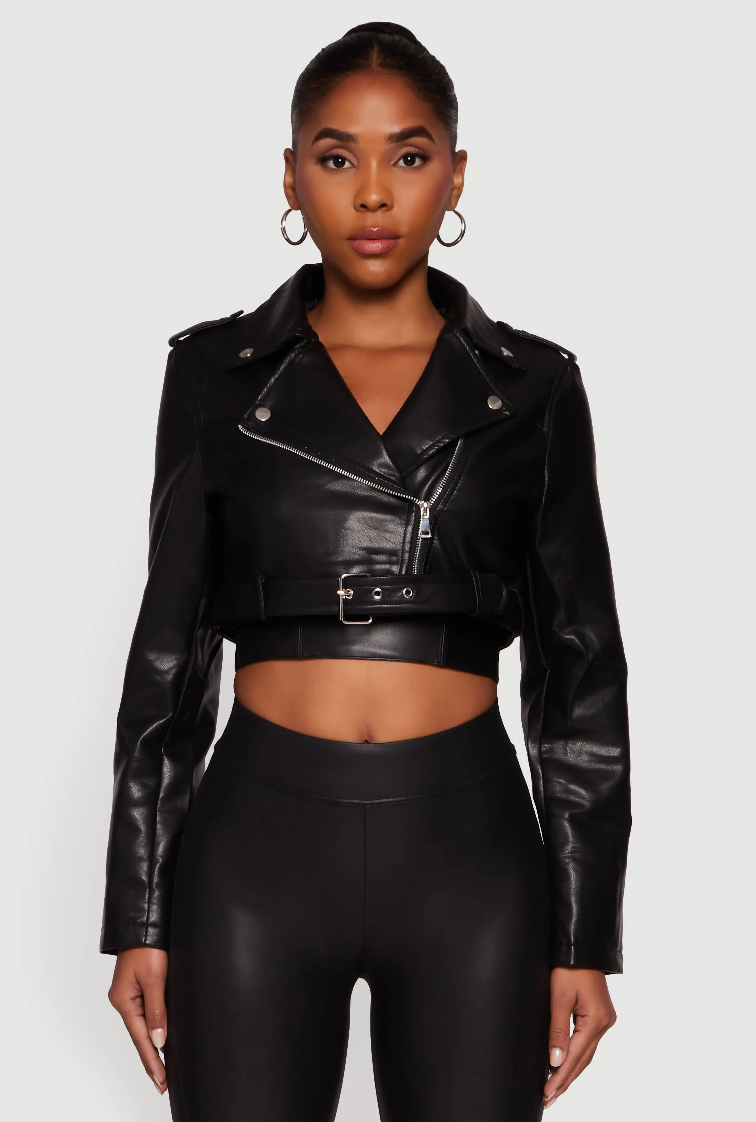 Siena Faux Leather Cropped Moto Jacket sold by Rainbow product image thumbnail 2