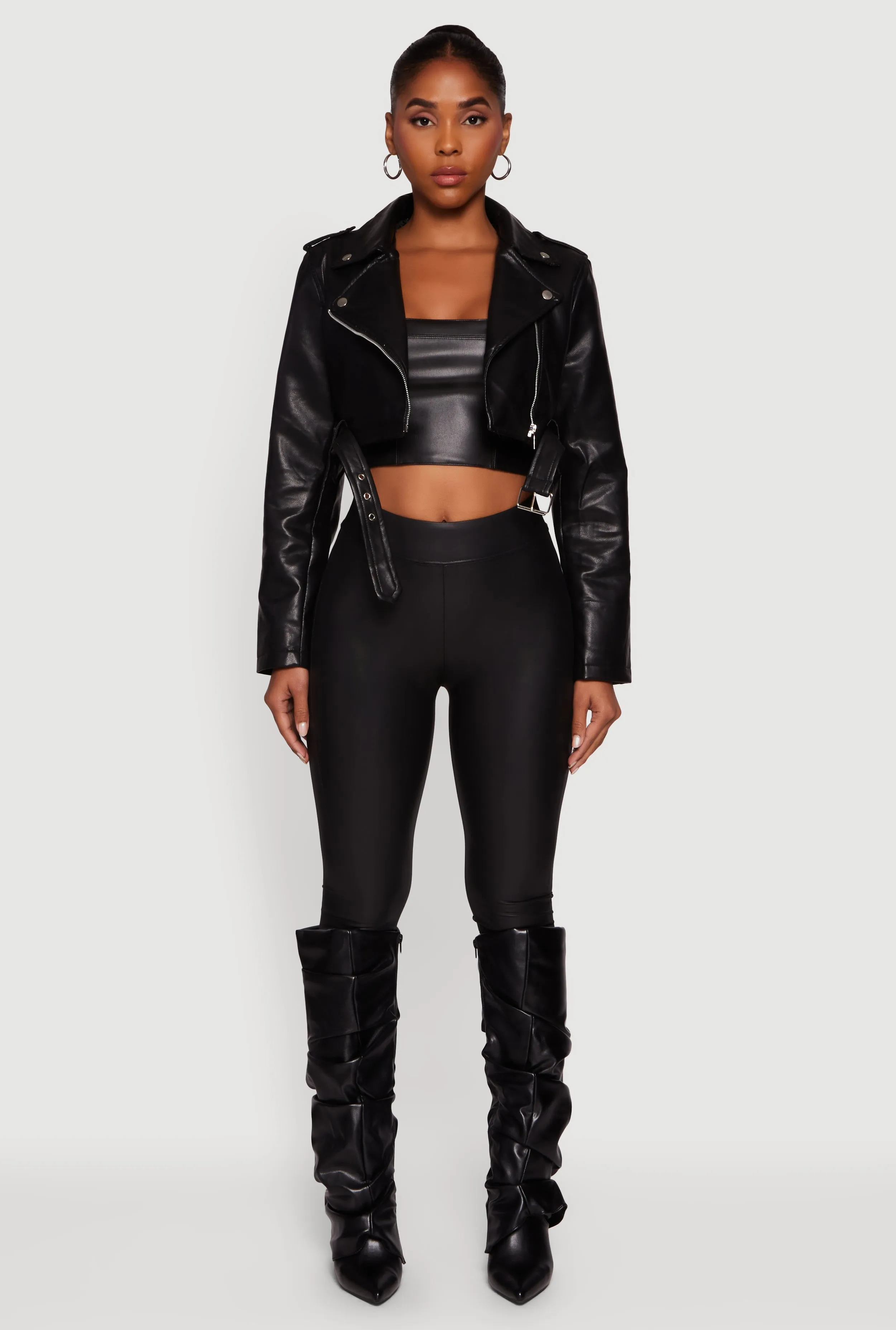Siena Faux Leather Cropped Moto Jacket sold by Rainbow product image thumbnail 3