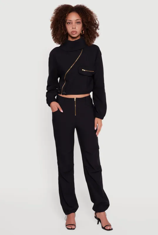 Mara Asymmetrical Zip Utility Jacket Stretch sold by Rainbow