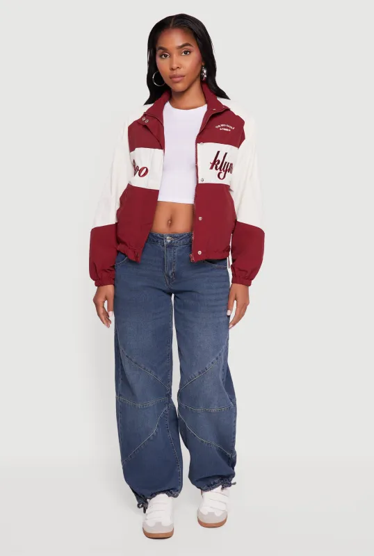 Colorblock Graphic Nylon Windbreaker Jacket sold by Rainbow