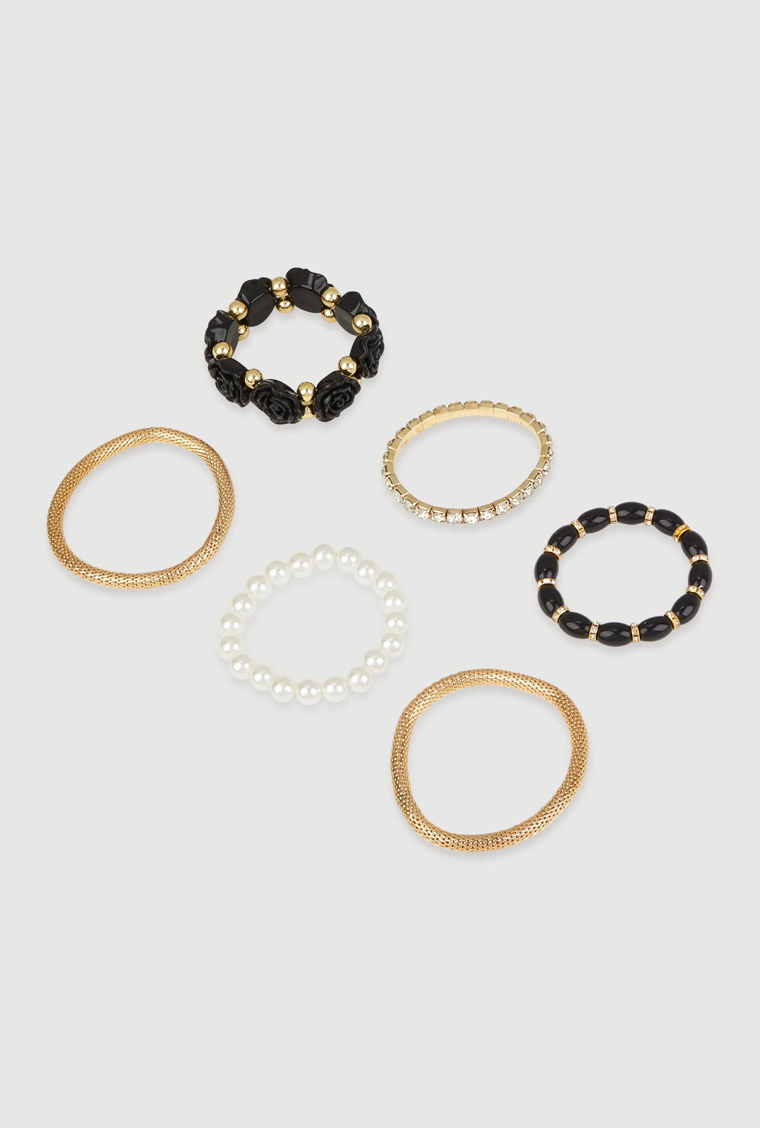 Rose Beaded Faux Pearl Stretch Bracelets Set sold by Rainbow product image thumbnail 3