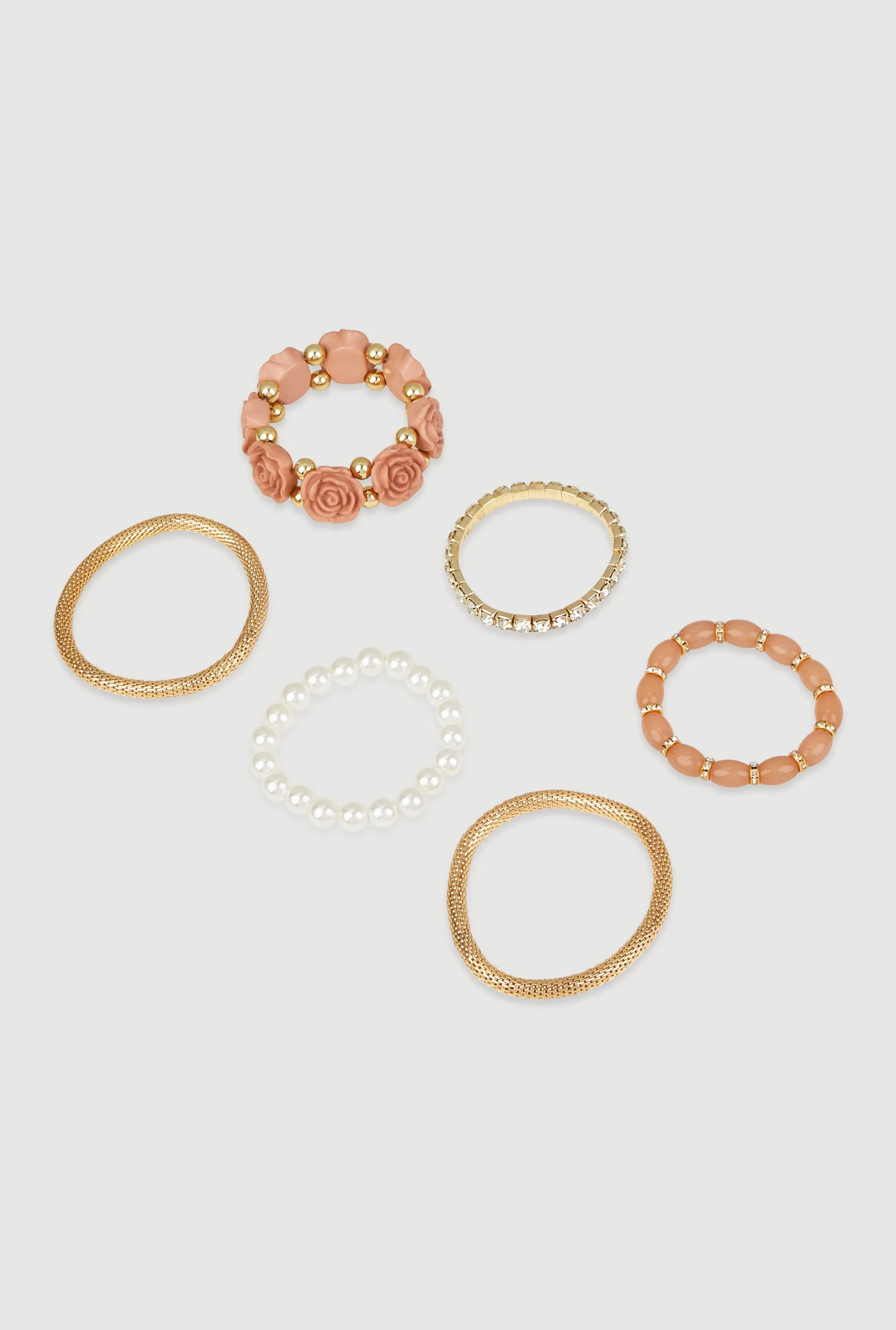 Rose Beaded Faux Pearl Stretch Bracelets Set sold by Rainbow product image thumbnail 3