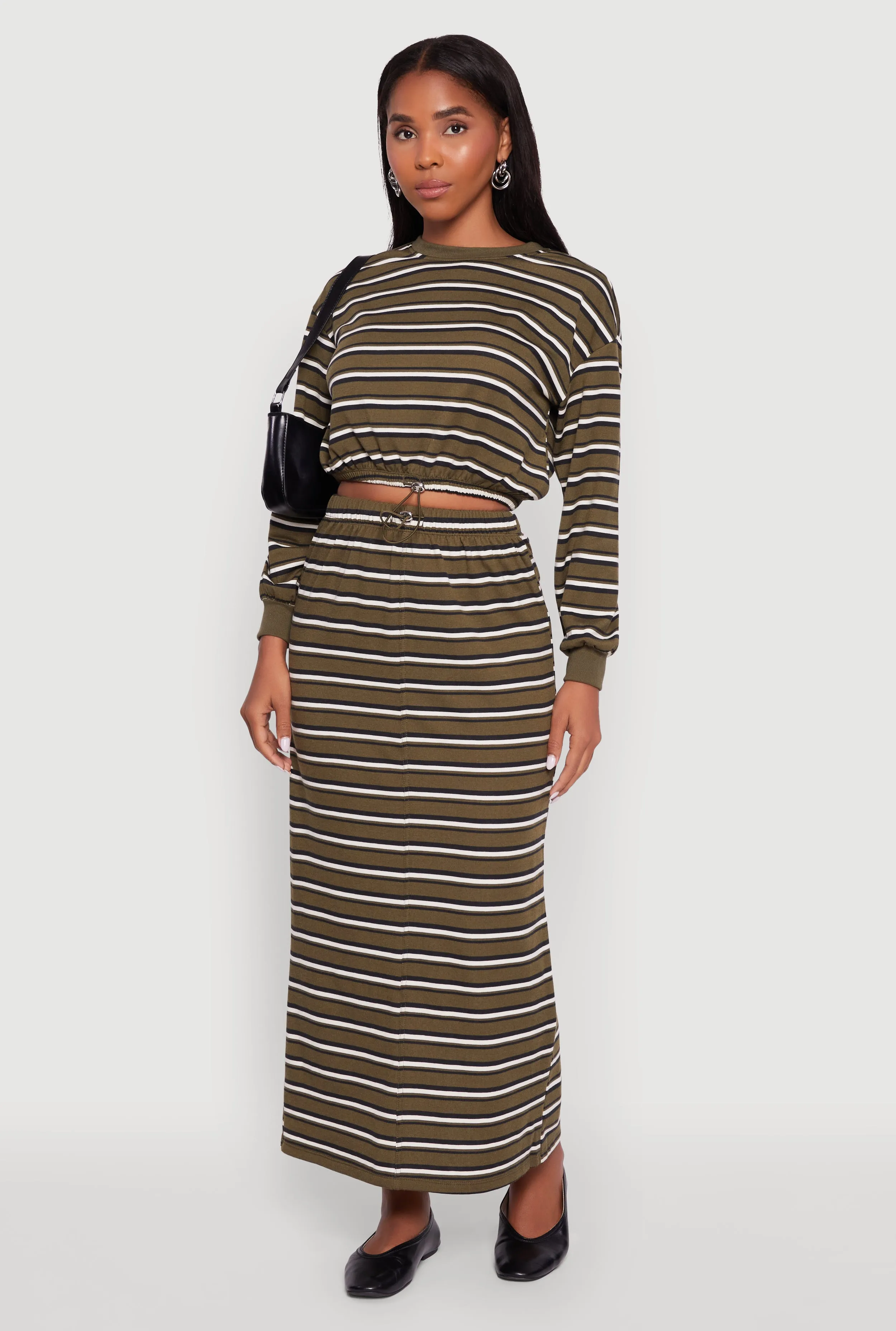 Layla Striped Drawstring Waist Maxi Skirt sold by Rainbow