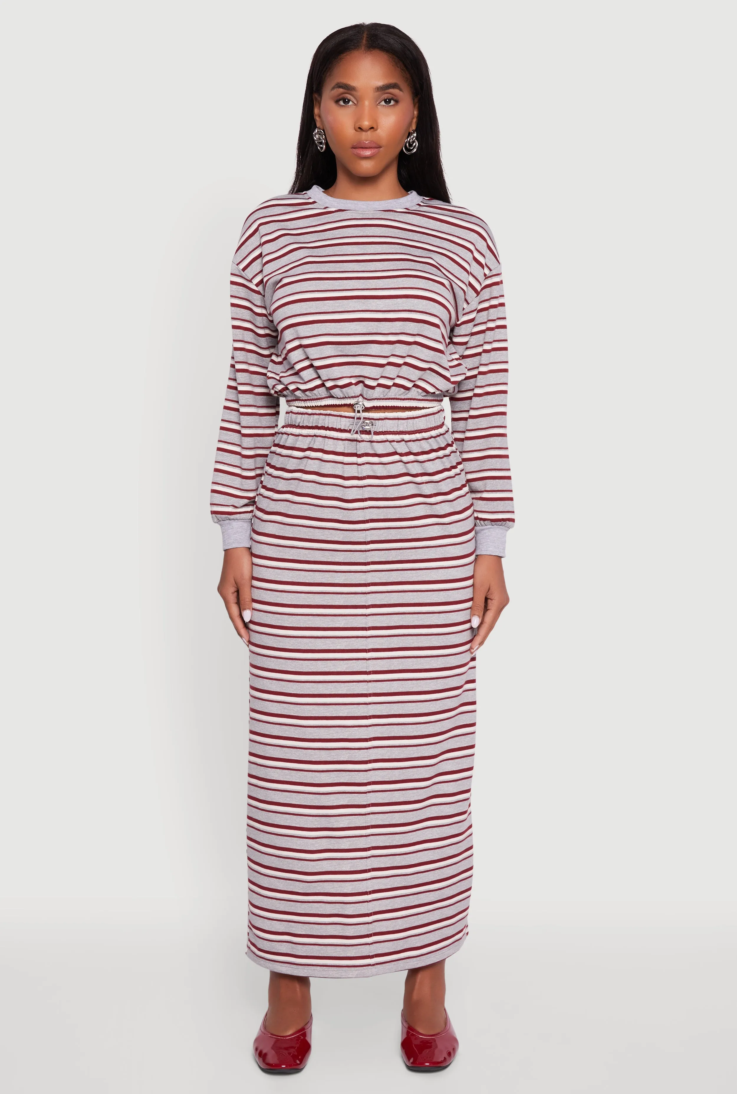 Layla Striped Drawstring Waist Maxi Skirt sold by Rainbow product image thumbnail 2