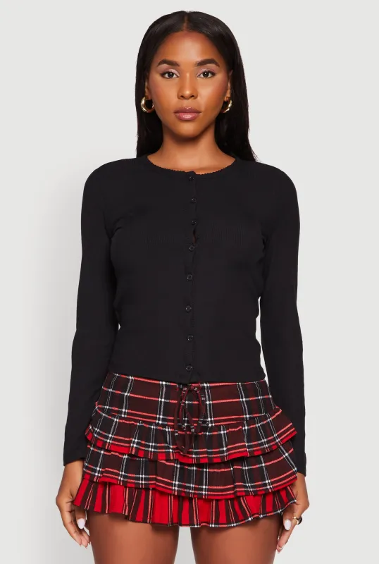 Lila Rib Knit Button Front Cardigan sold by Rainbow