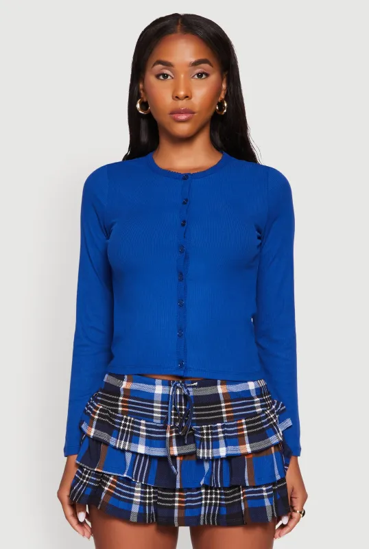 Lila Rib Knit Button Front Cardigan sold by Rainbow