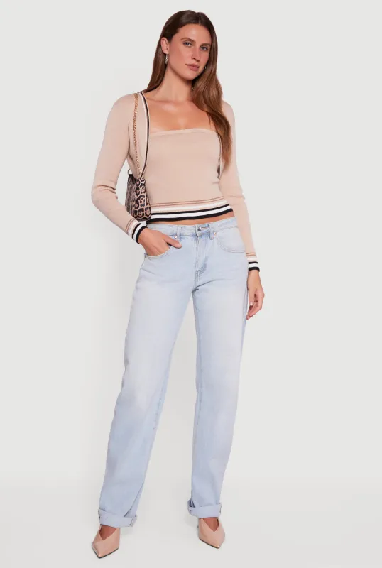 Contrast Trim Bolero Cardigan and Sweater Tube Top sold by Rainbow