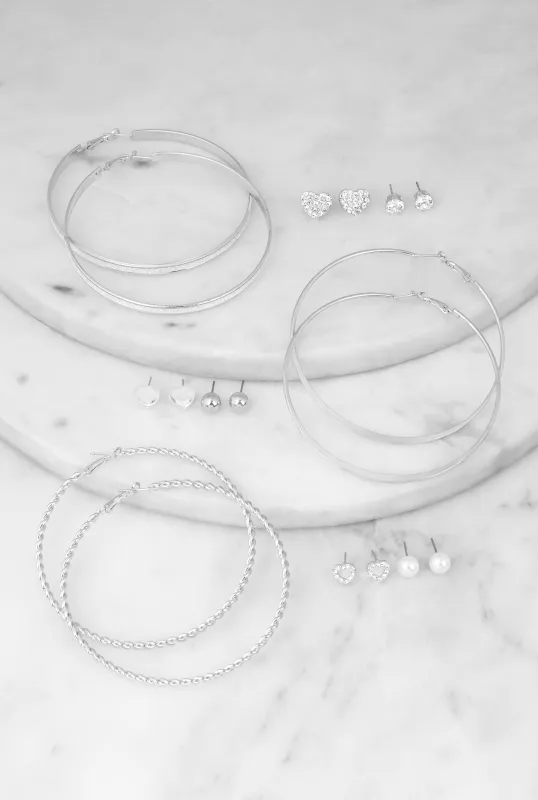 Assorted Stud and Hoop Earrings Set of 9 sold by Rainbow