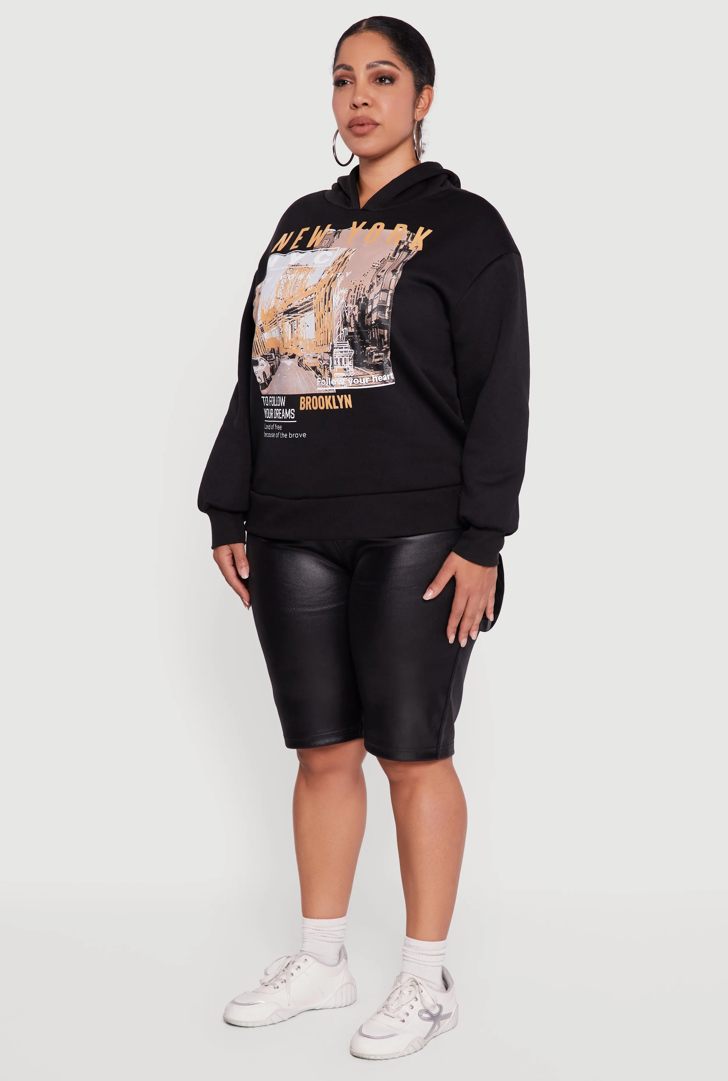 Plus Size New York Follow Your Dreams Graphic Hoodie sold by Rainbow product image thumbnail 5