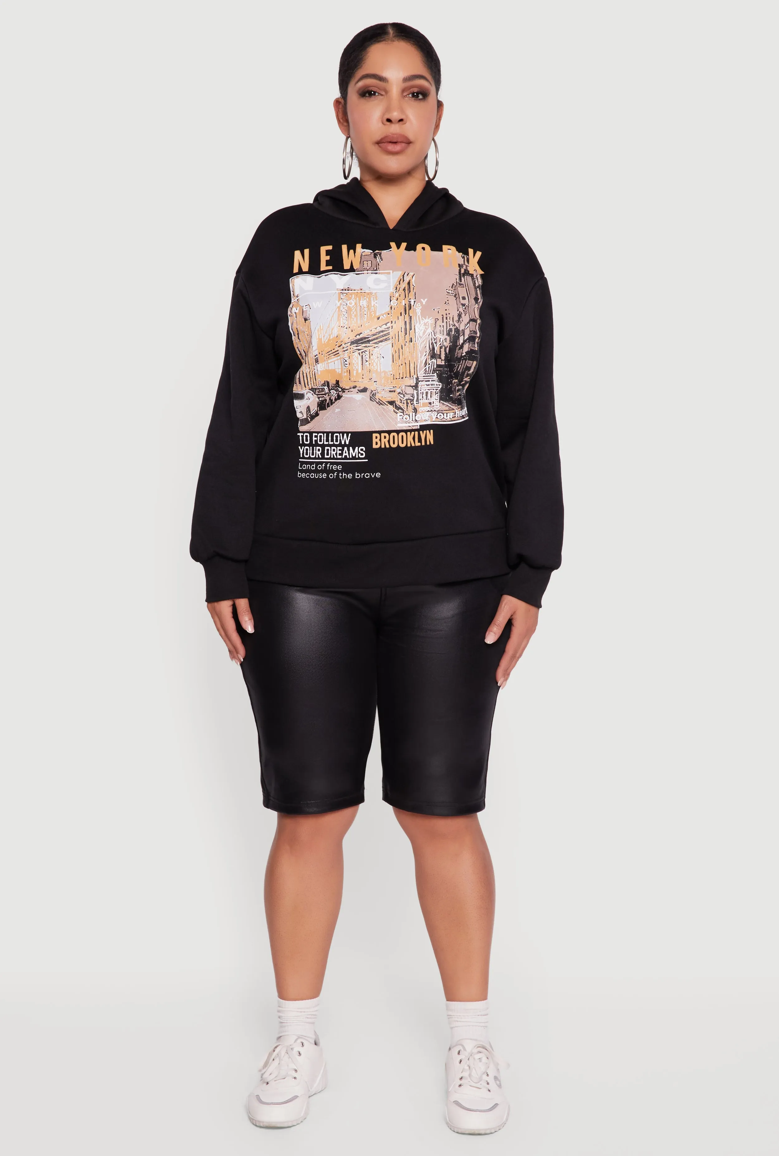 Plus Size New York Follow Your Dreams Graphic Hoodie sold by Rainbow product image thumbnail 3