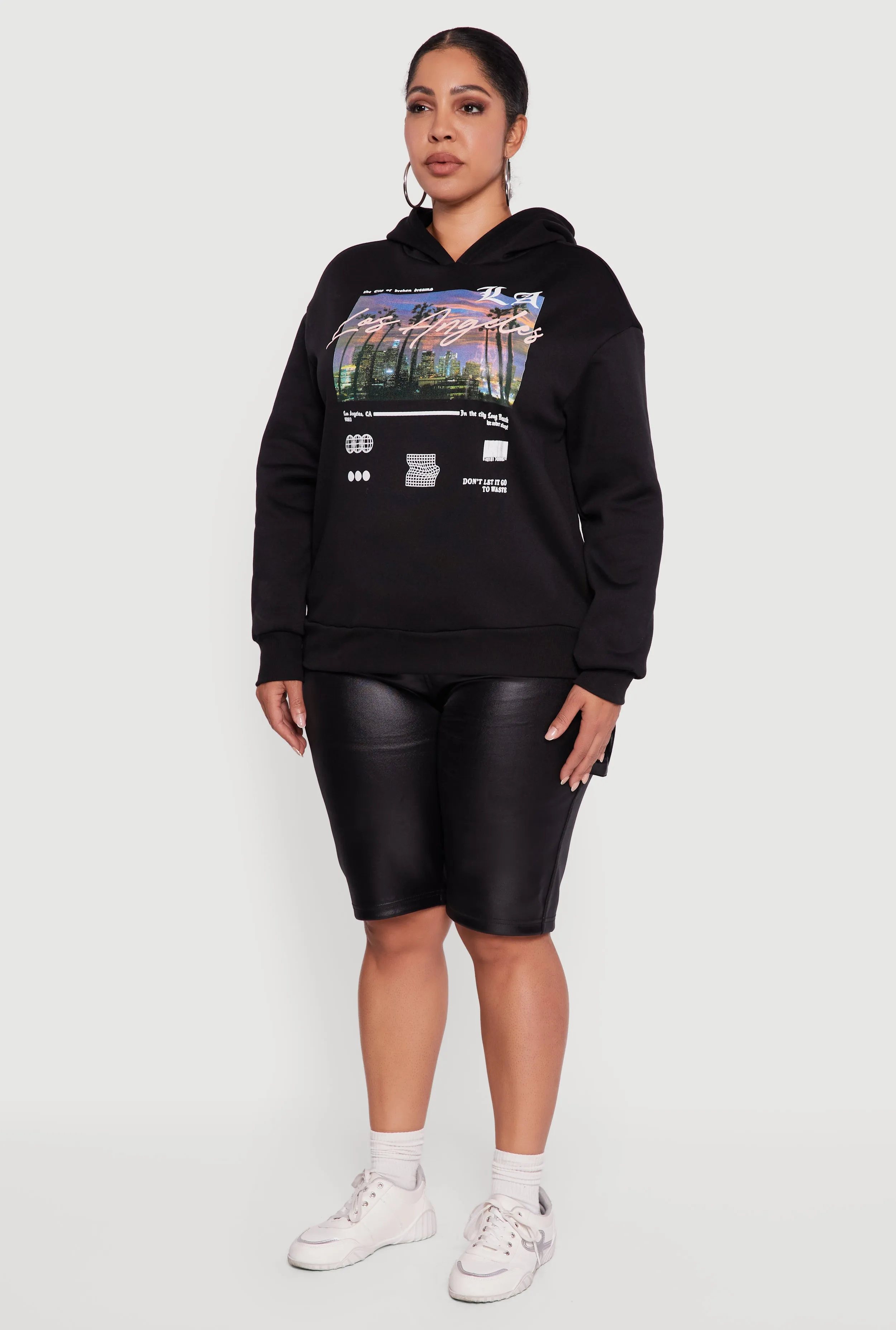 Plus Size Fleece Lined Hooded Los Angeles Graphic Sweatshirt sold by Rainbow product image thumbnail 5