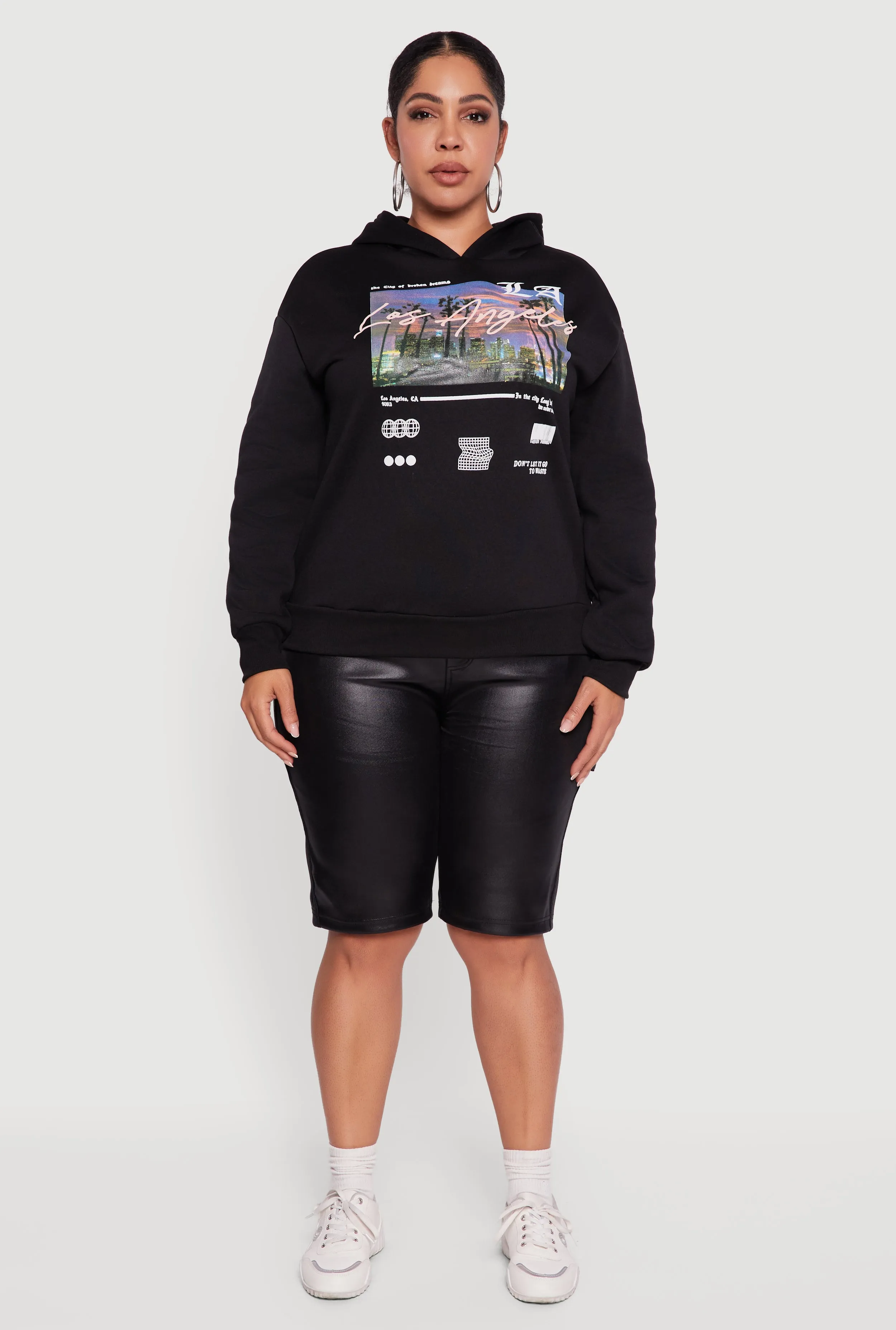 Plus Size Fleece Lined Hooded Los Angeles Graphic Sweatshirt sold by Rainbow product image thumbnail 3