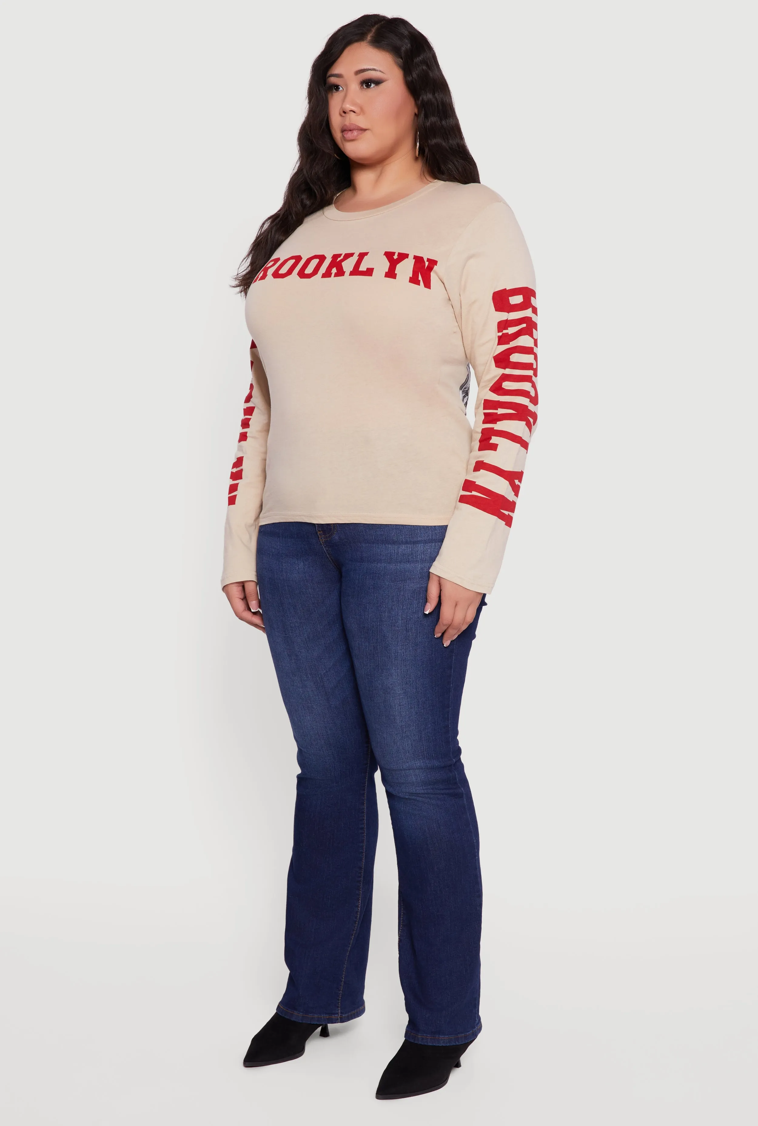 Plus Size Long Sleeve Crew Neck Brooklyn Graphic Tee sold by Rainbow product image thumbnail 5