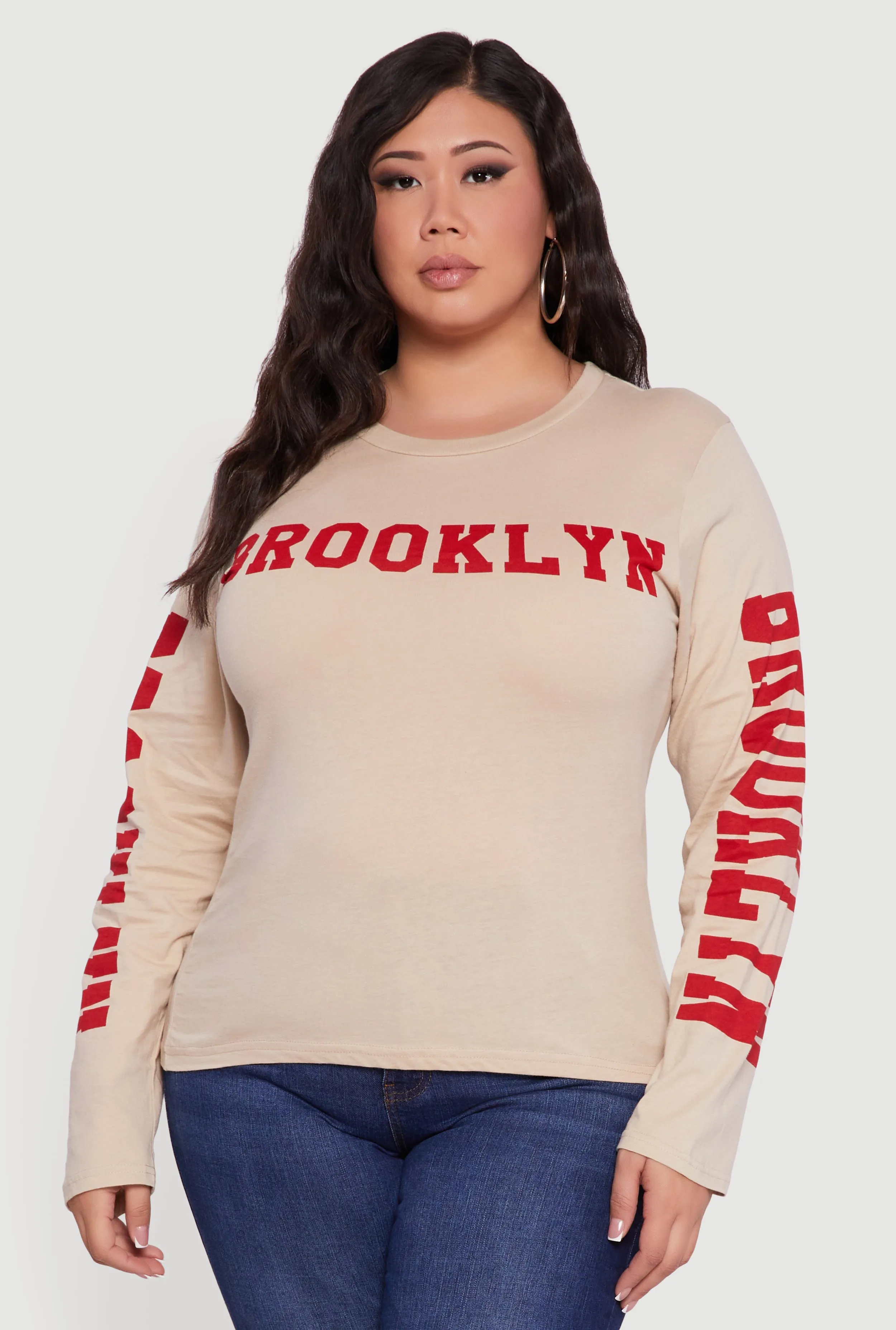 Plus Size Long Sleeve Crew Neck Brooklyn Graphic Tee sold by Rainbow product image thumbnail 2