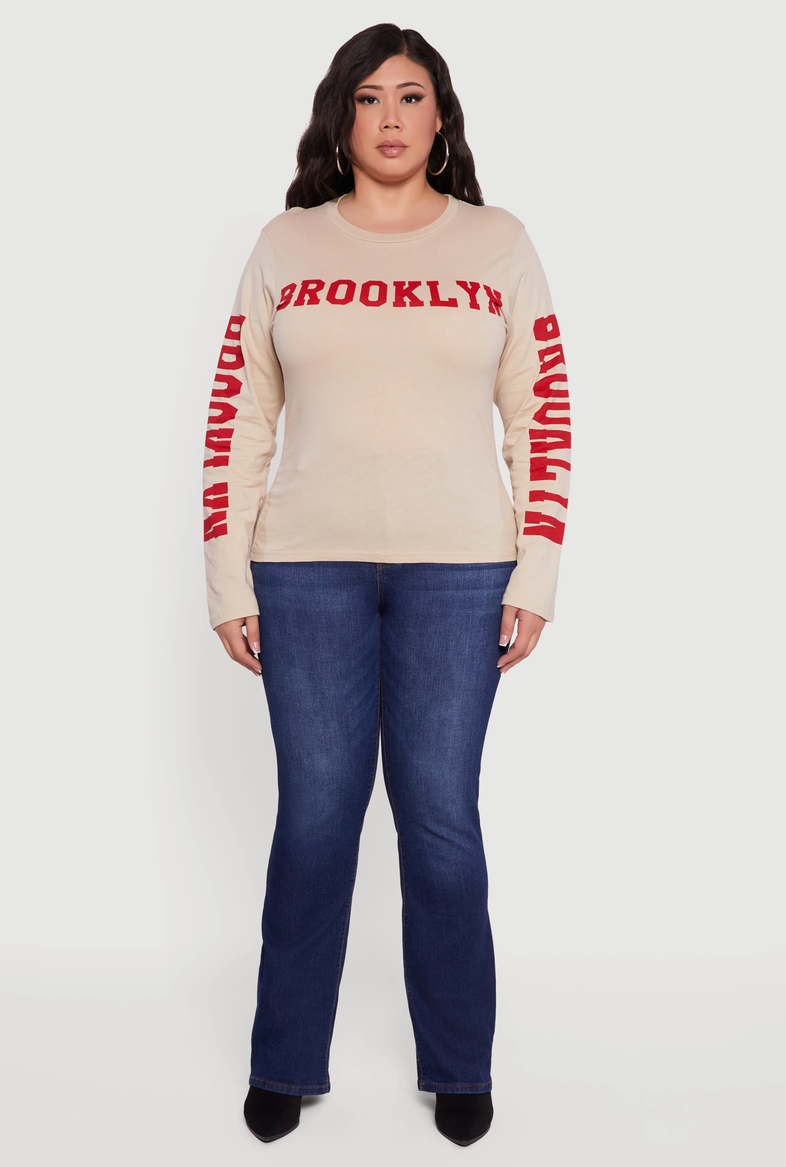 Plus Size Long Sleeve Crew Neck Brooklyn Graphic Tee sold by Rainbow product image thumbnail 3