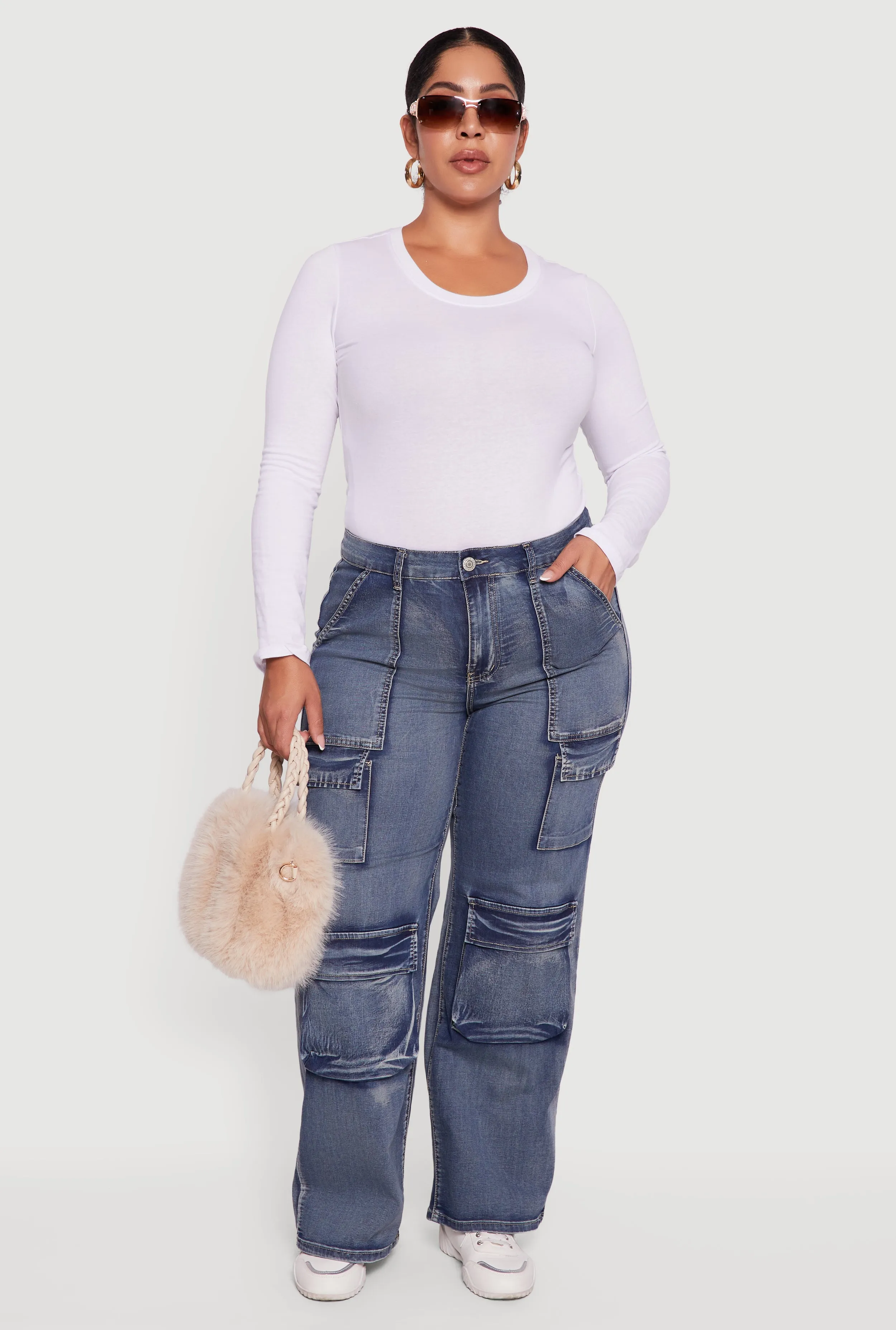 Plus Size VIP High Waisted Straight Leg Acid Wash Jeans sold by Rainbow