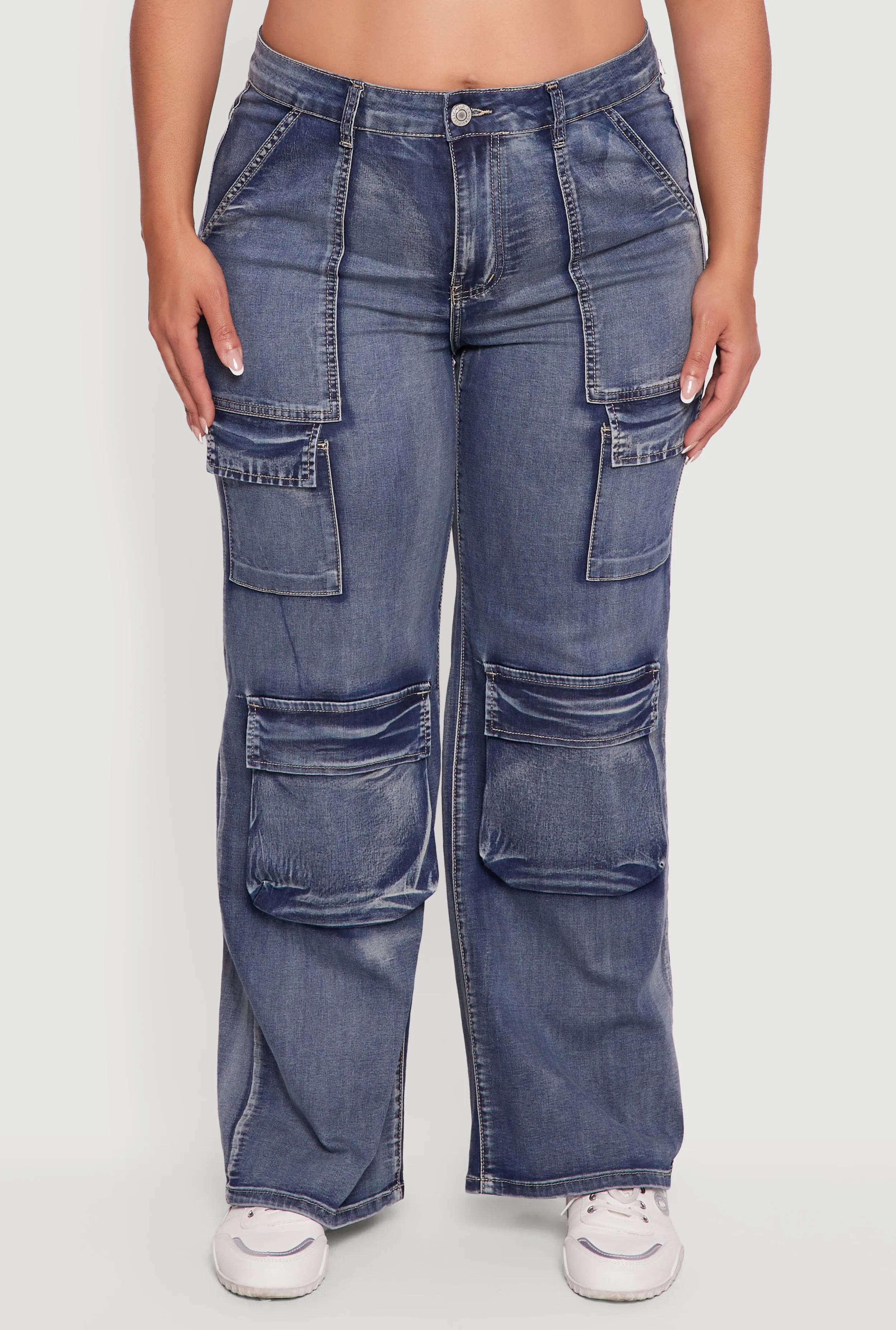 Plus Size VIP High Waisted Straight Leg Acid Wash Jeans sold by Rainbow product image thumbnail 5