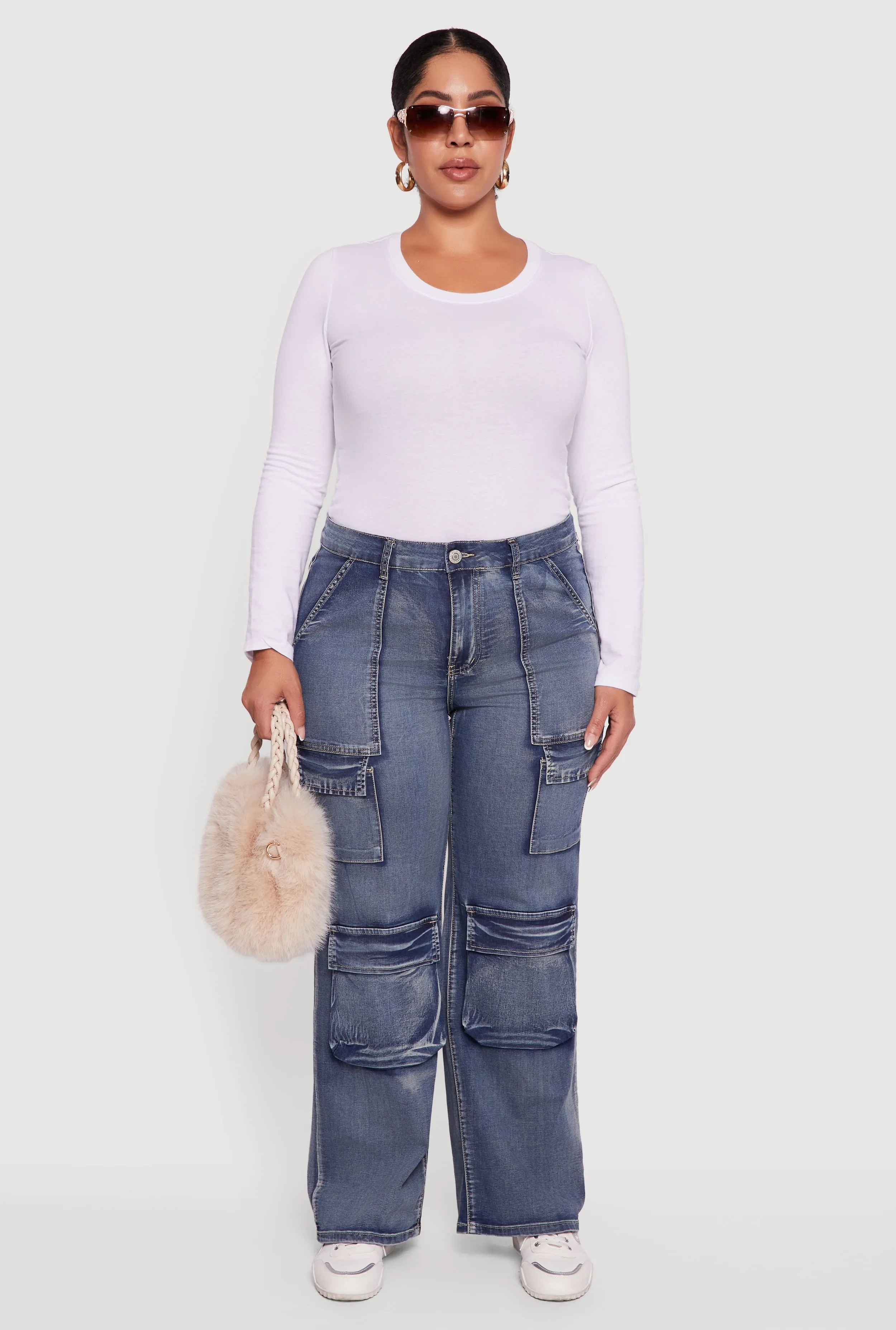 Plus Size VIP High Waisted Straight Leg Acid Wash Jeans sold by Rainbow product image thumbnail 2