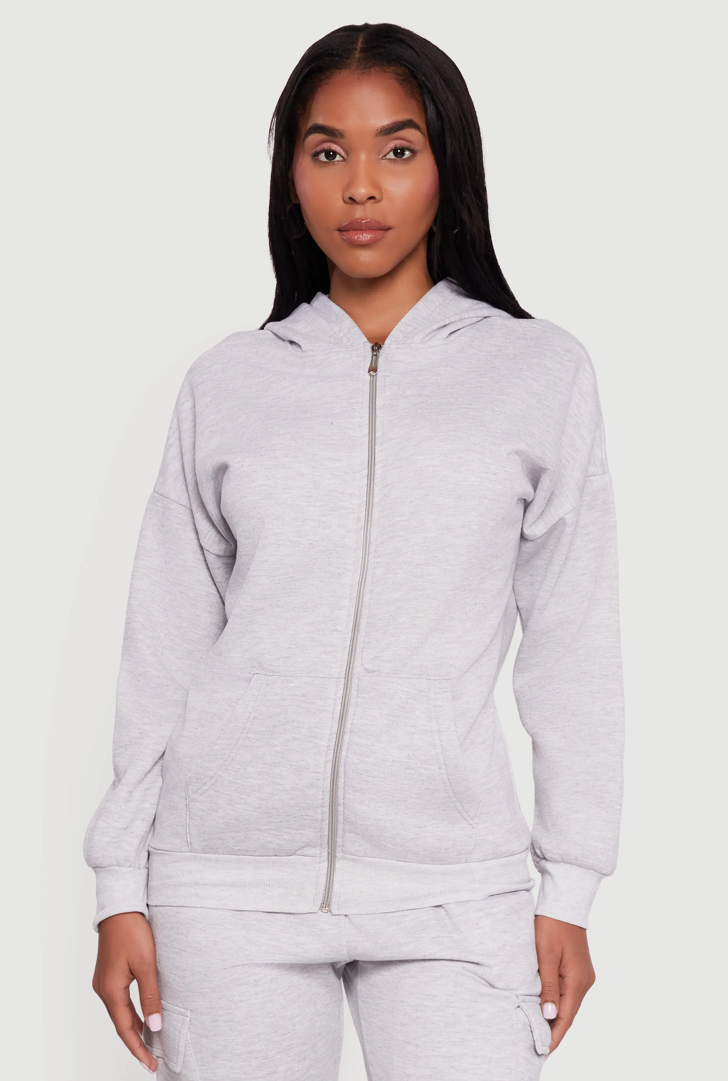 Drop Shoulder Zip Front Hoodie sold by Rainbow product image thumbnail 3