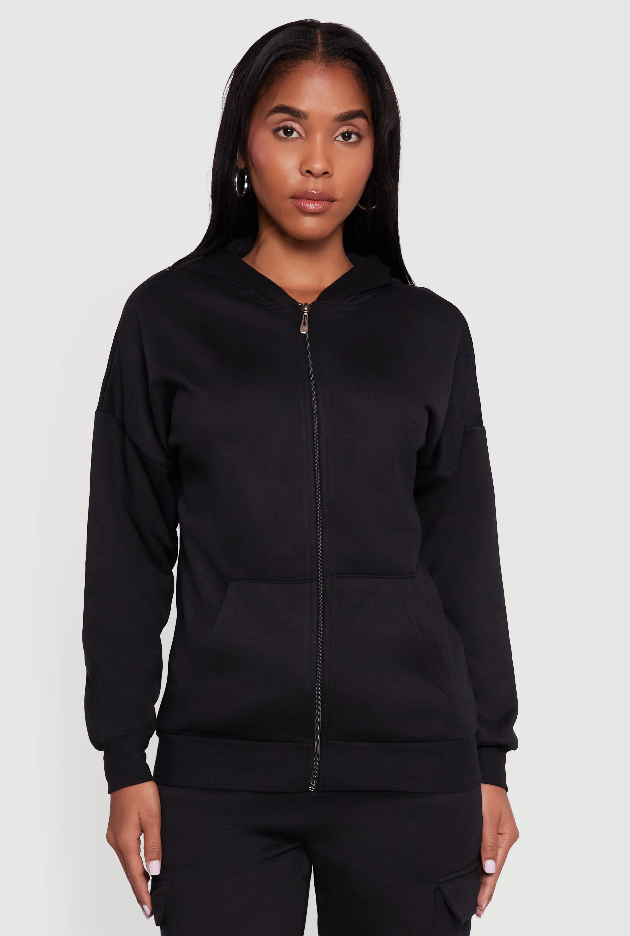Drop Shoulder Zip Front Hoodie sold by Rainbow product image thumbnail 2