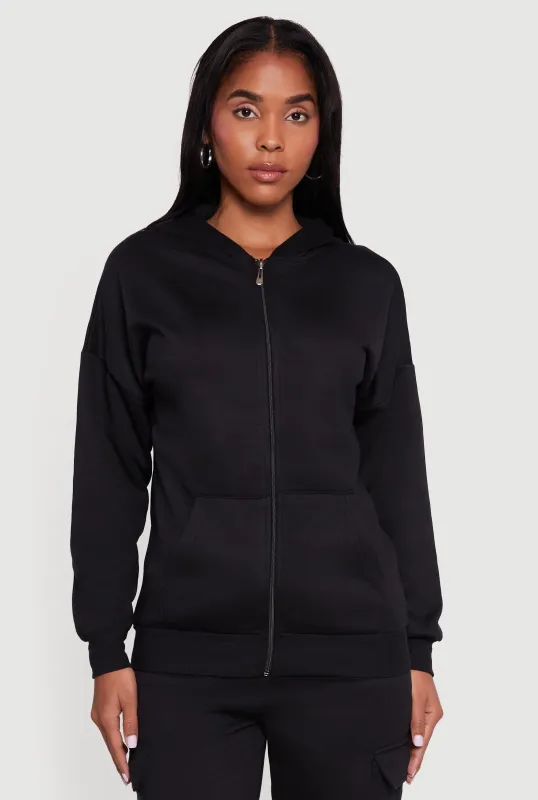 Drop Shoulder Zip Front Hoodie sold by Rainbow