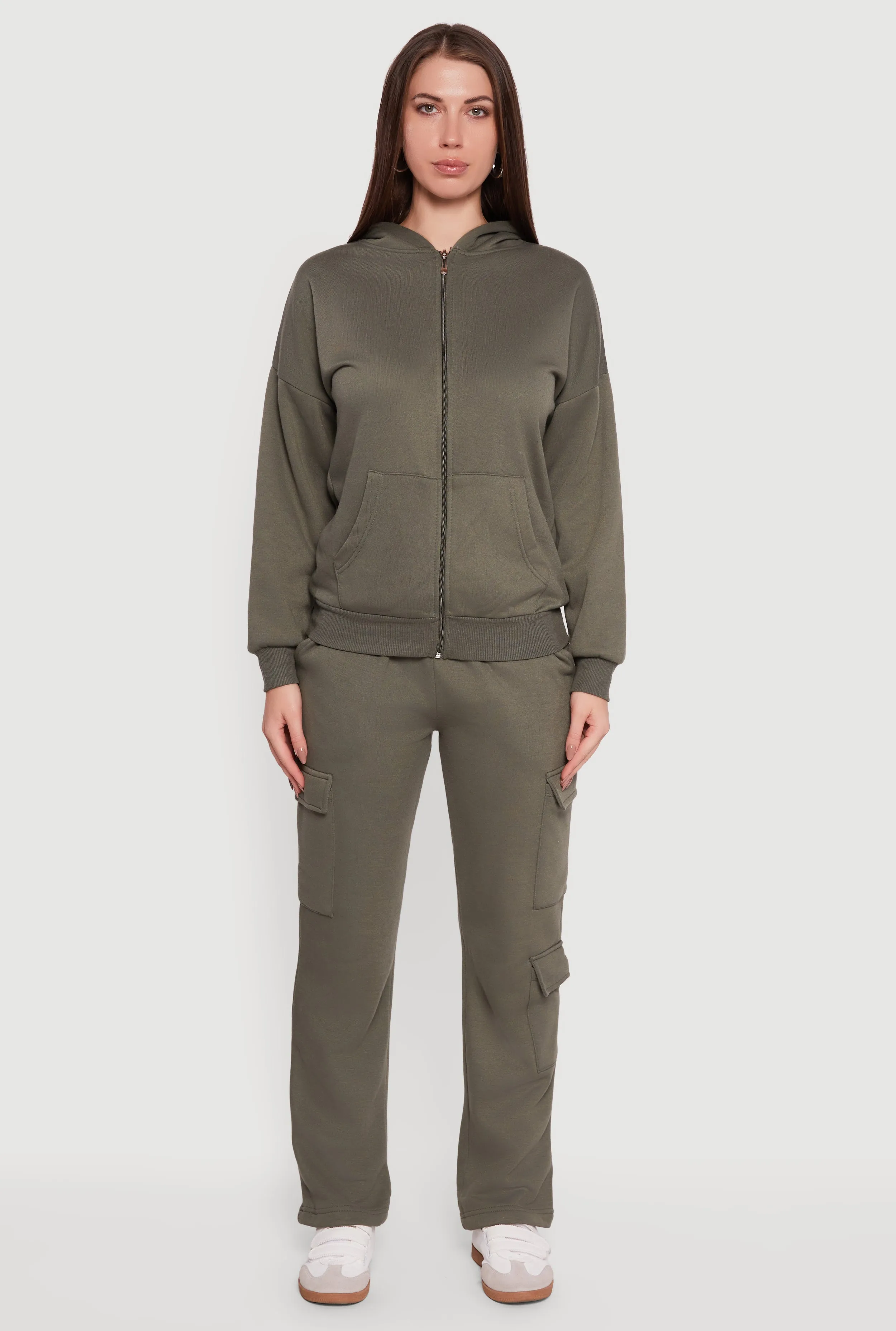 Fleece Lined Cargo Pocket Straight Leg Sweatpants sold by Rainbow product image thumbnail 2