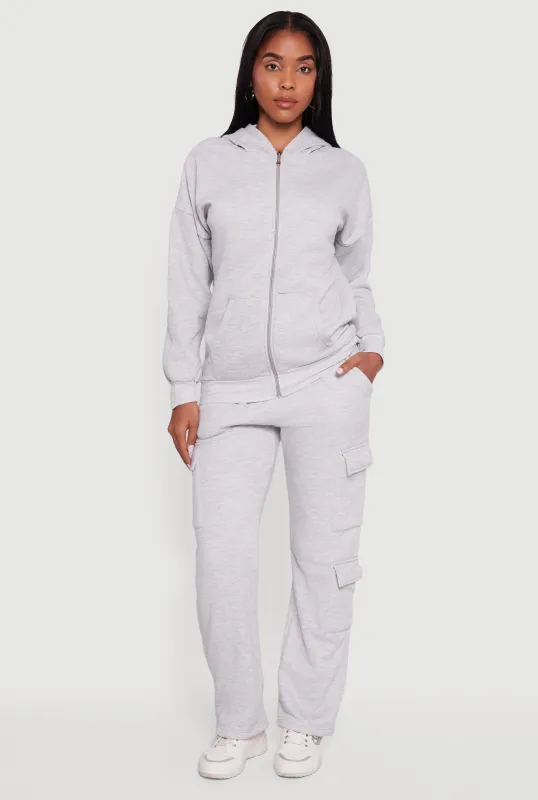 Fleece Lined Cargo Pocket Straight Leg Sweatpants sold by Rainbow