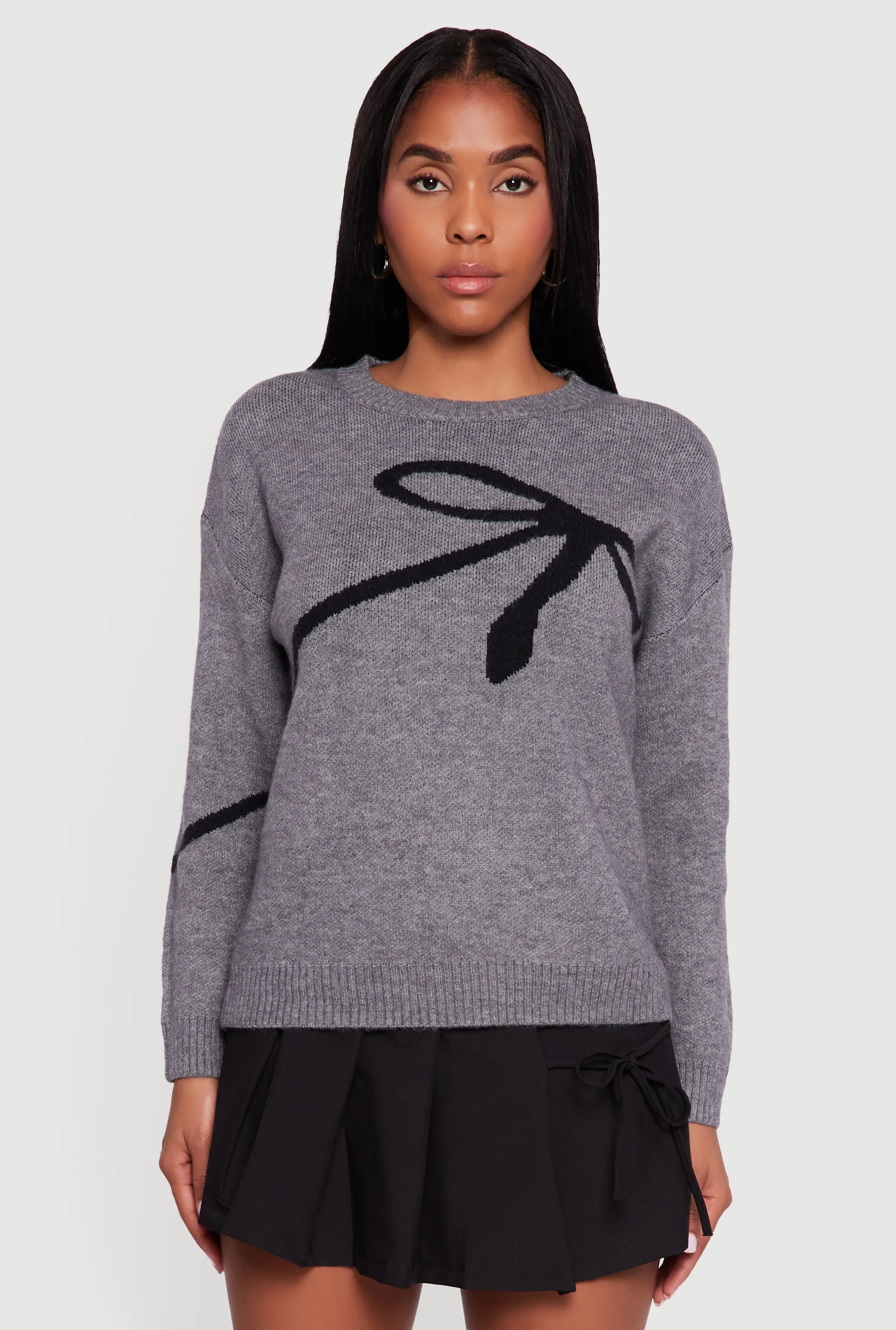 Brushed Knit Bow Graphic Pullover Sweater sold by Rainbow product image thumbnail 2
